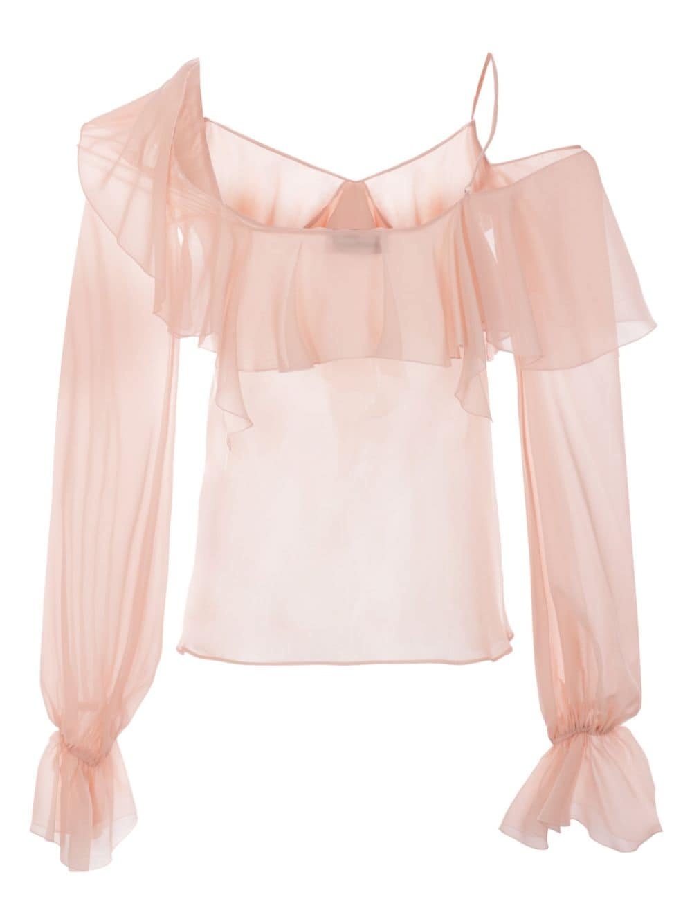 asymmetric-neck silk blouse - 2
