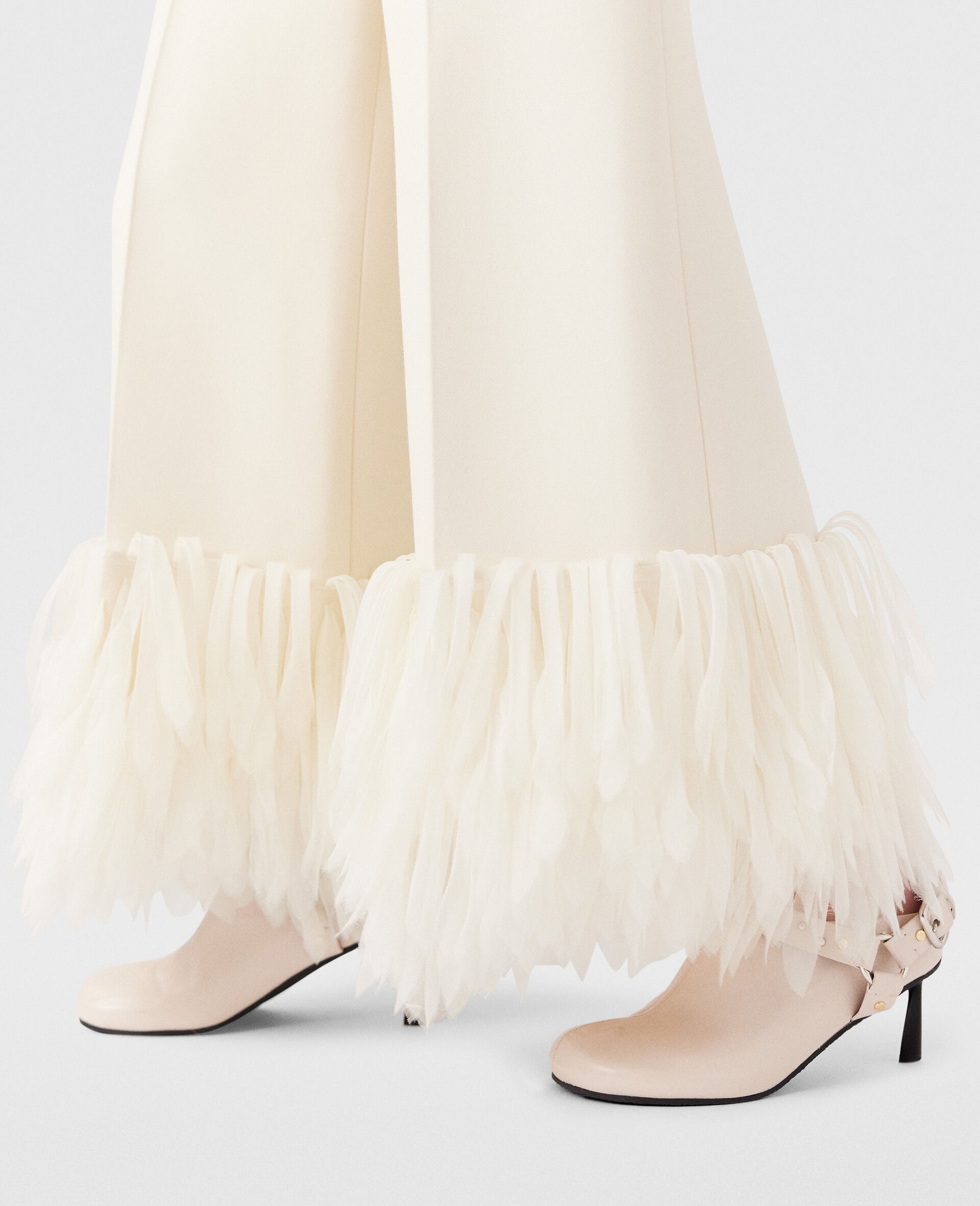 High-Rise Wide-Leg Feather Pants - 5