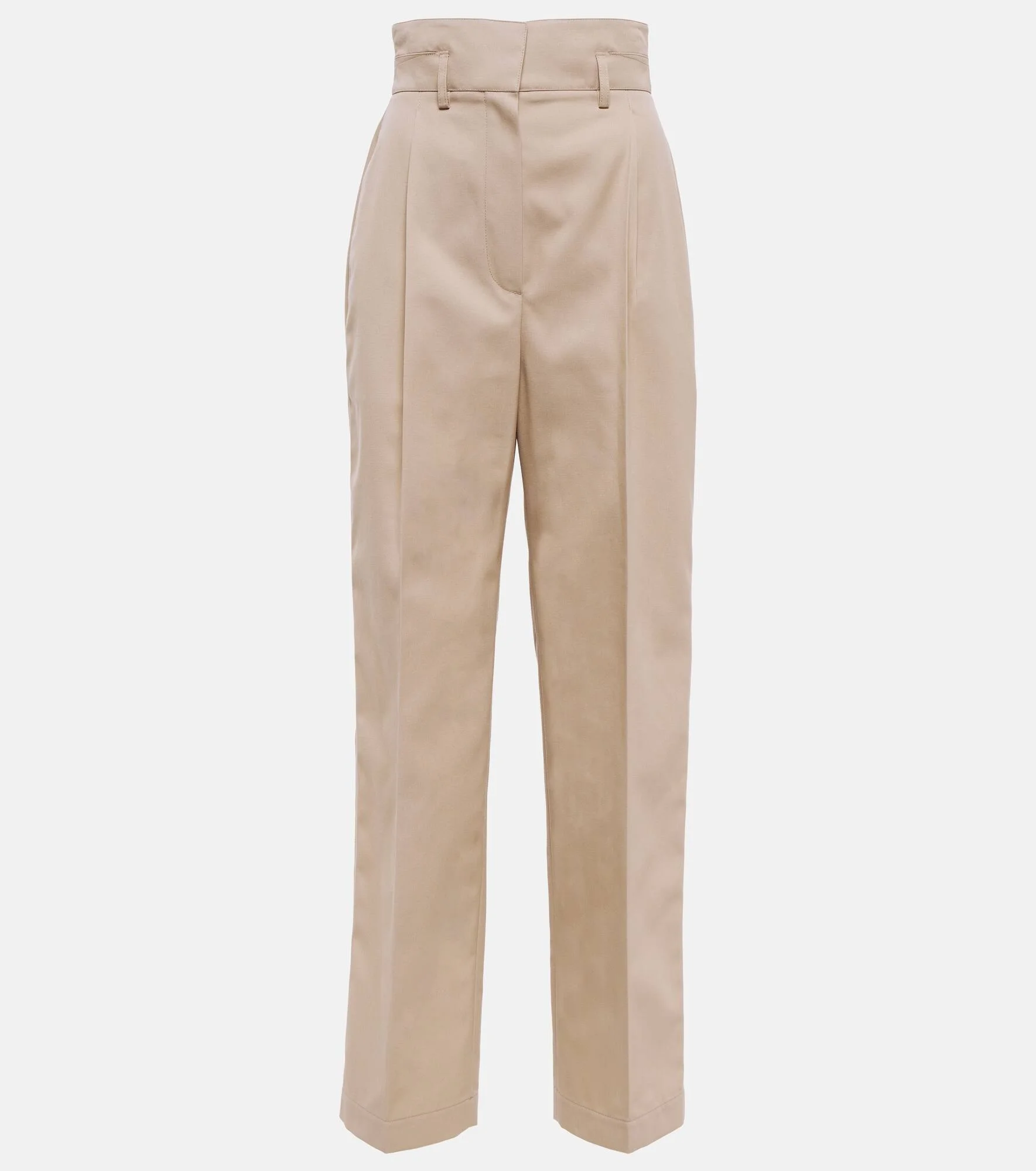 High-rise cotton-blend straight pants - 1