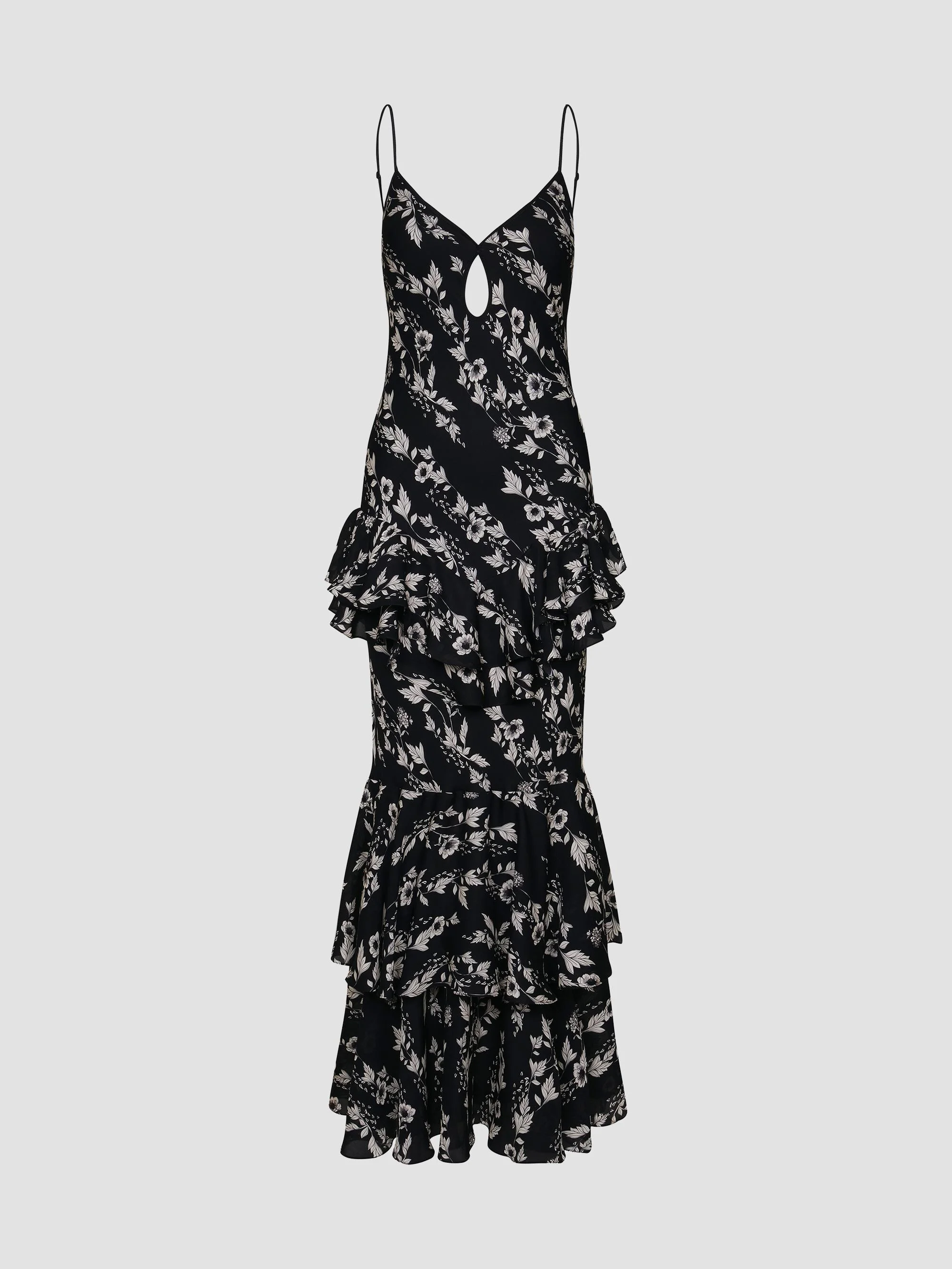 Women's Reinterpretation Silk Maxi Dress - Black Ecru - 1