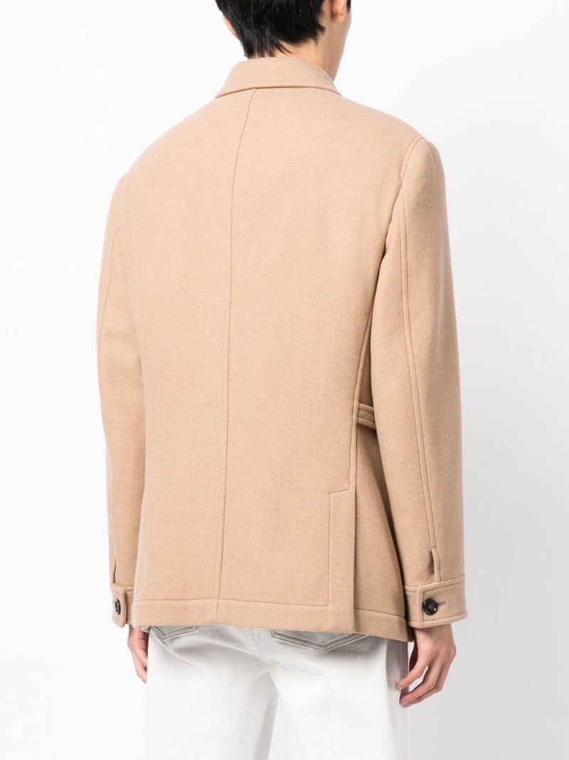 patch-pocket wool shirt jacket - 4