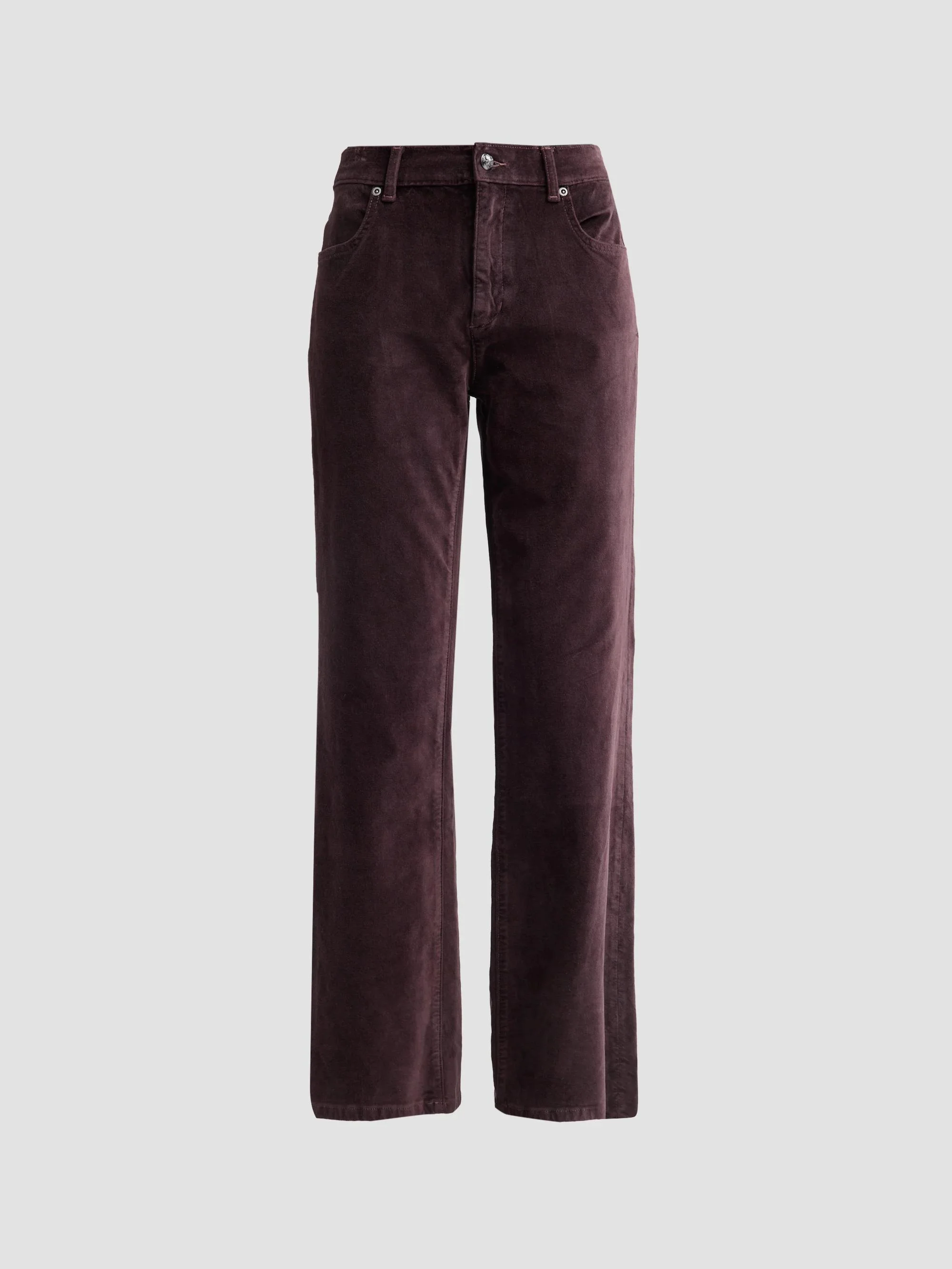 Women's Ruby Stretch-Velvet Pants - Bordeaux - 1