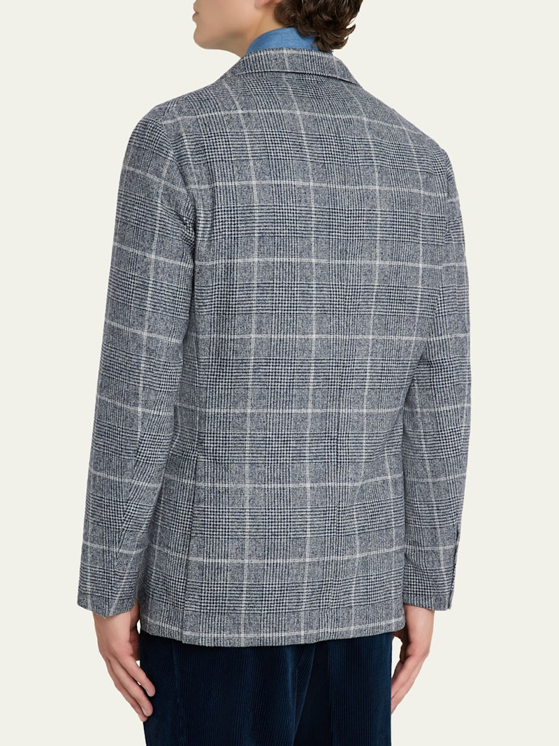 Brunello Cucinelli Men's Overplaid Metal-Button Sport Coat outlook