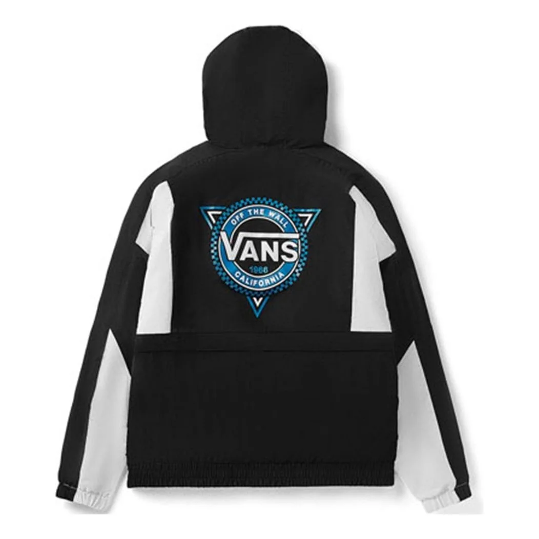 Vans Contrast Color Stitching hooded track Jacket Couple Style Black VN0A48CJBLK - 1