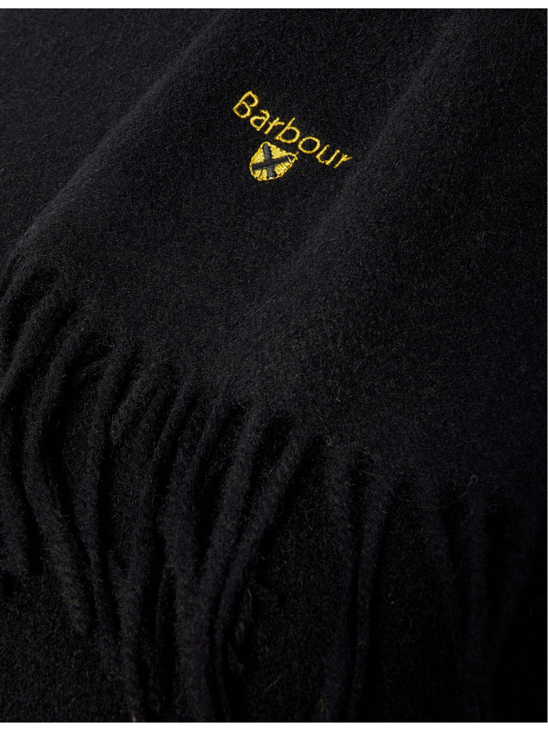 Barbour Brushed-texture tasselled-trim wool scarf outlook