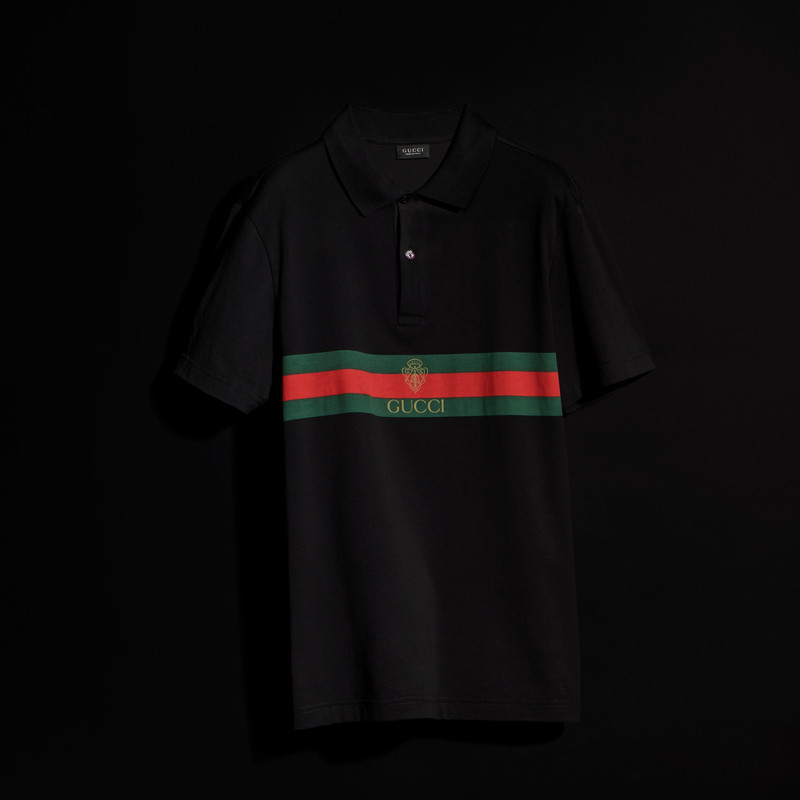Cotton jersey polo shirt with print - 1