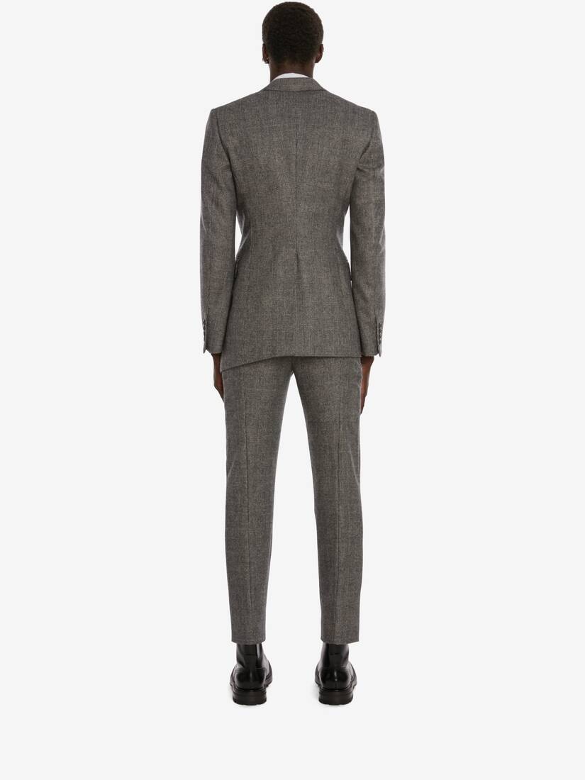 Prince Of Wales Wool Flannel Jacket in Mid Grey - 4
