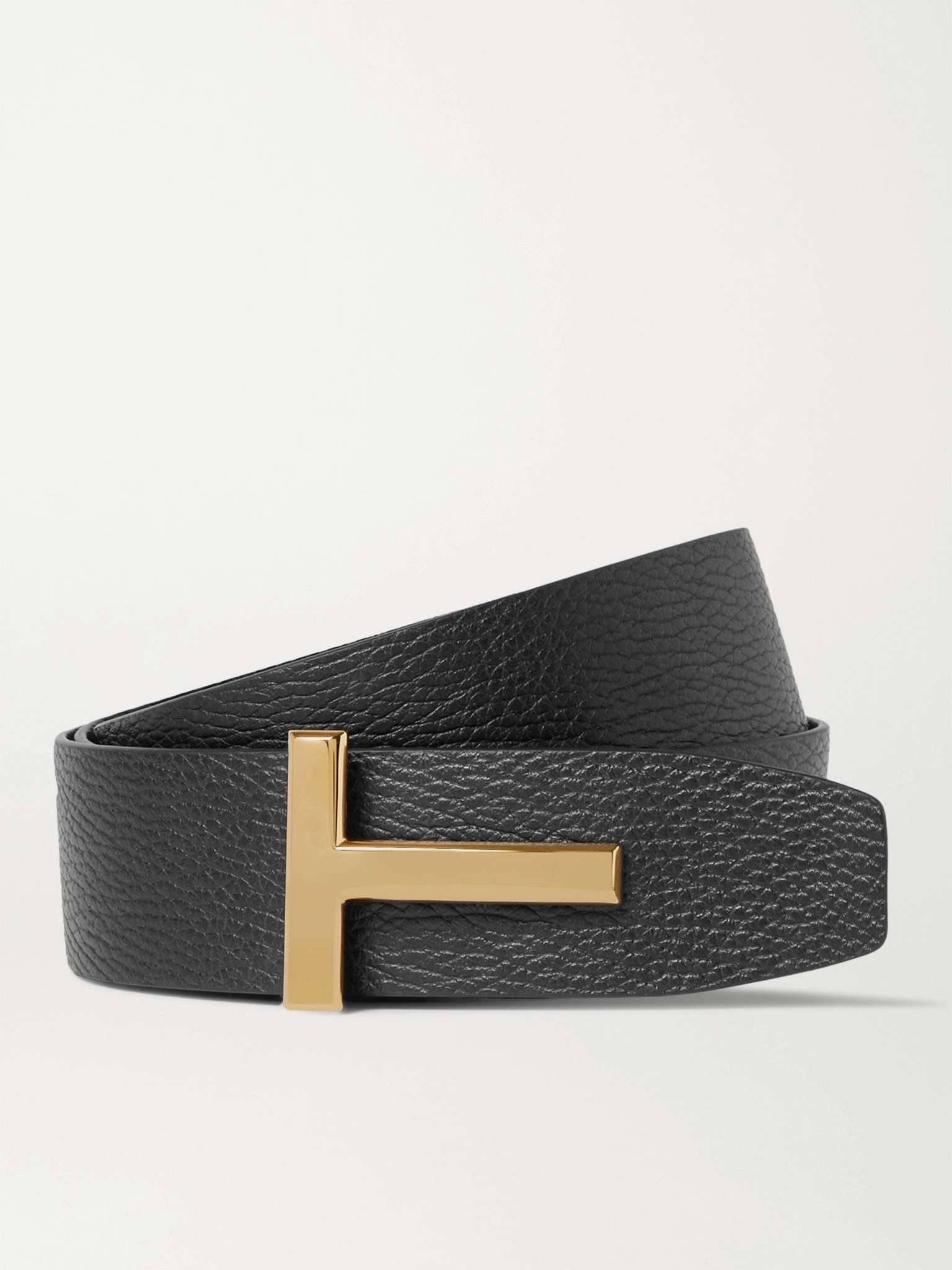 4cm Black and Dark-Brown Reversible Full-Grain Leather Belt - 2