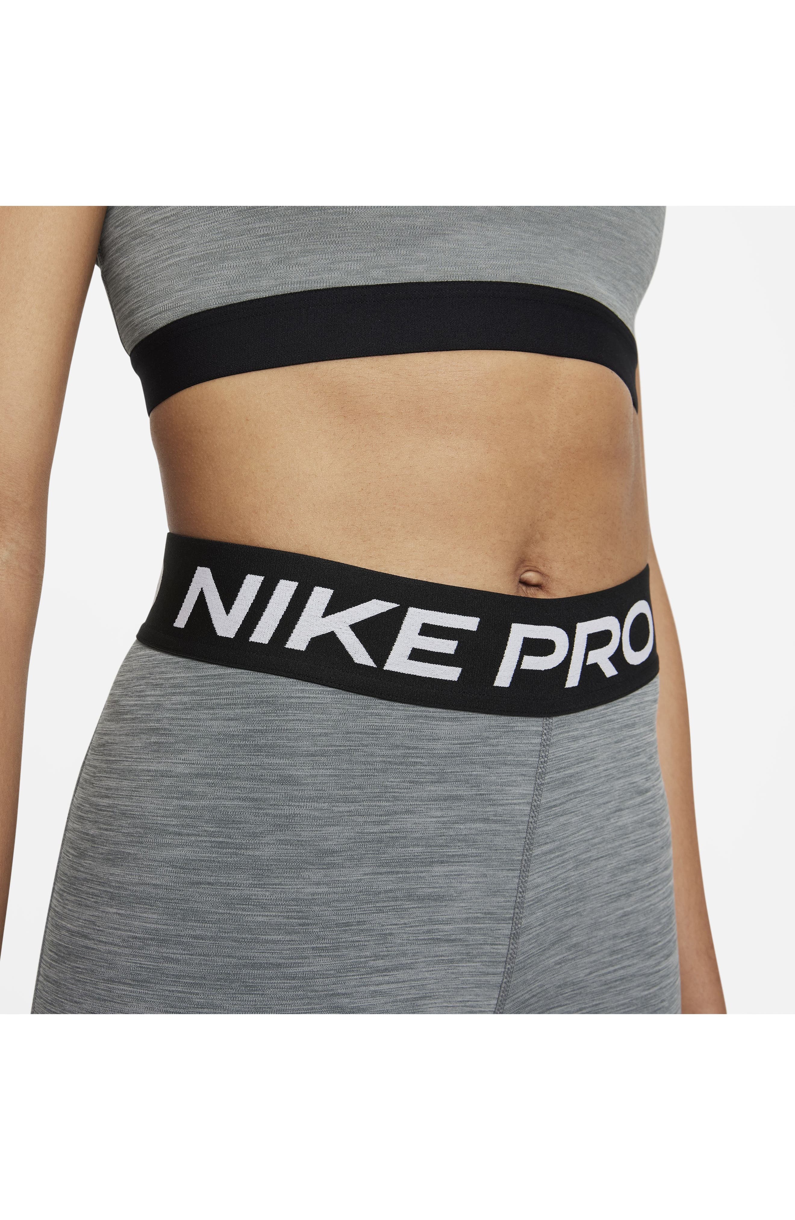 Nike Pro Mid-Rise Crop Mesh-Panel Leggings in Smoke Grey/heather/black/black at Nordstrom - 7