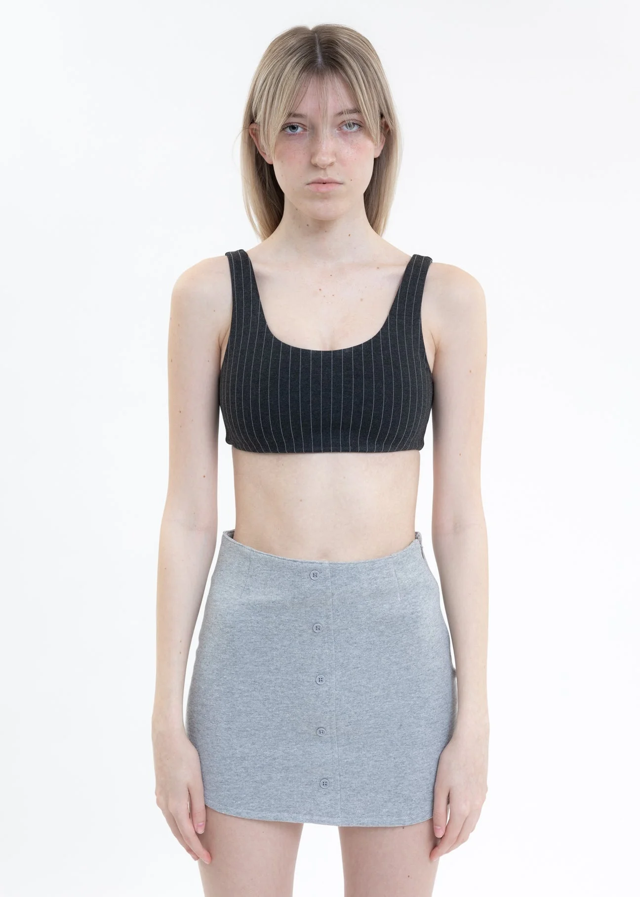 Grey Pinstripe Sport Top - 1