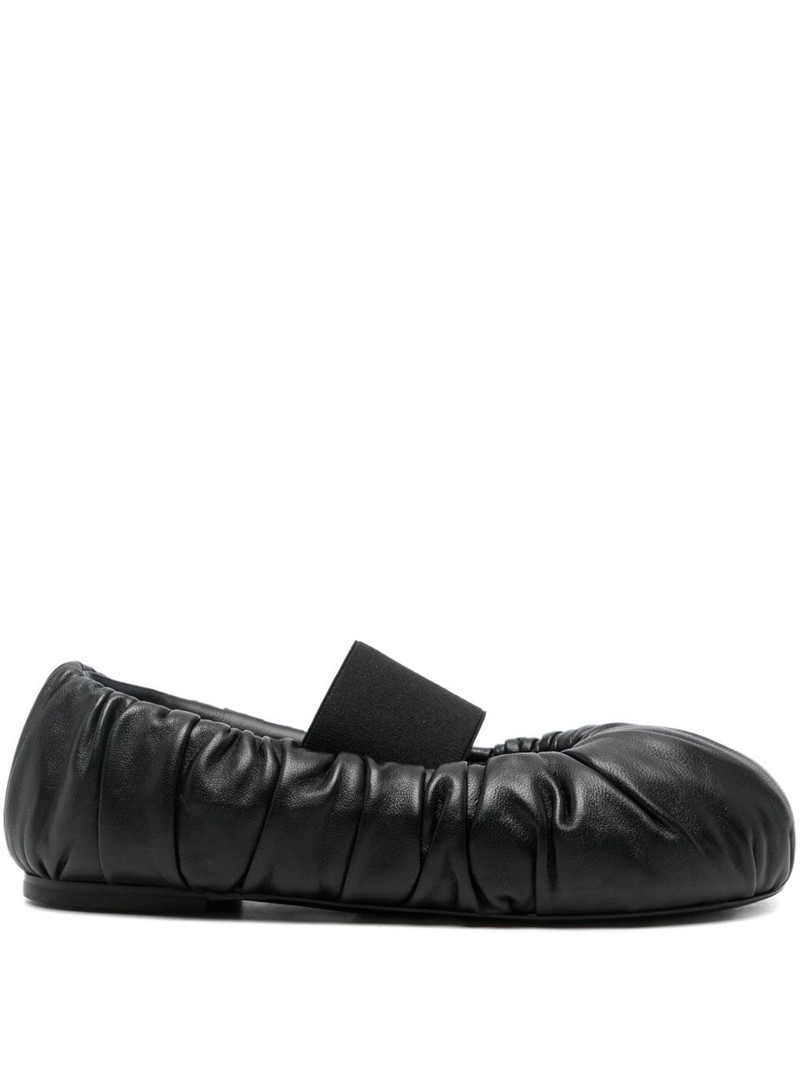 elasticated-band gathered leather ballet flats 1