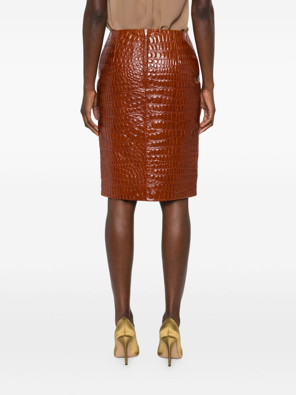 embossed-leather short skirt - 4