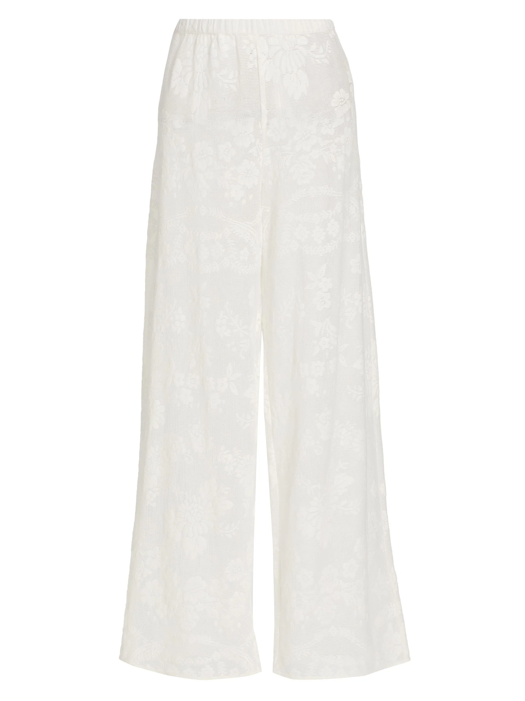 Women's Jessia Mesh Cotton-Blend Wide-Leg Pants - White - 1