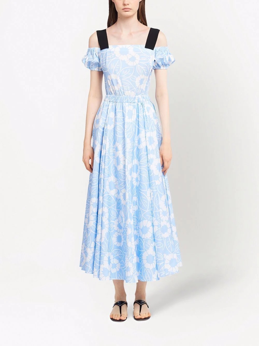 floral-print off-shoulder cotton dress - 2