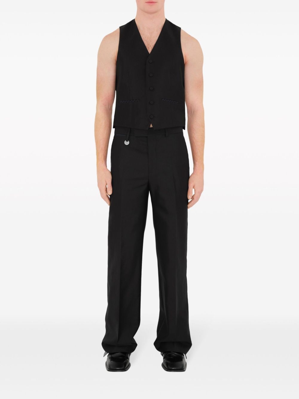 straight-leg wool-blend trousers - 2
