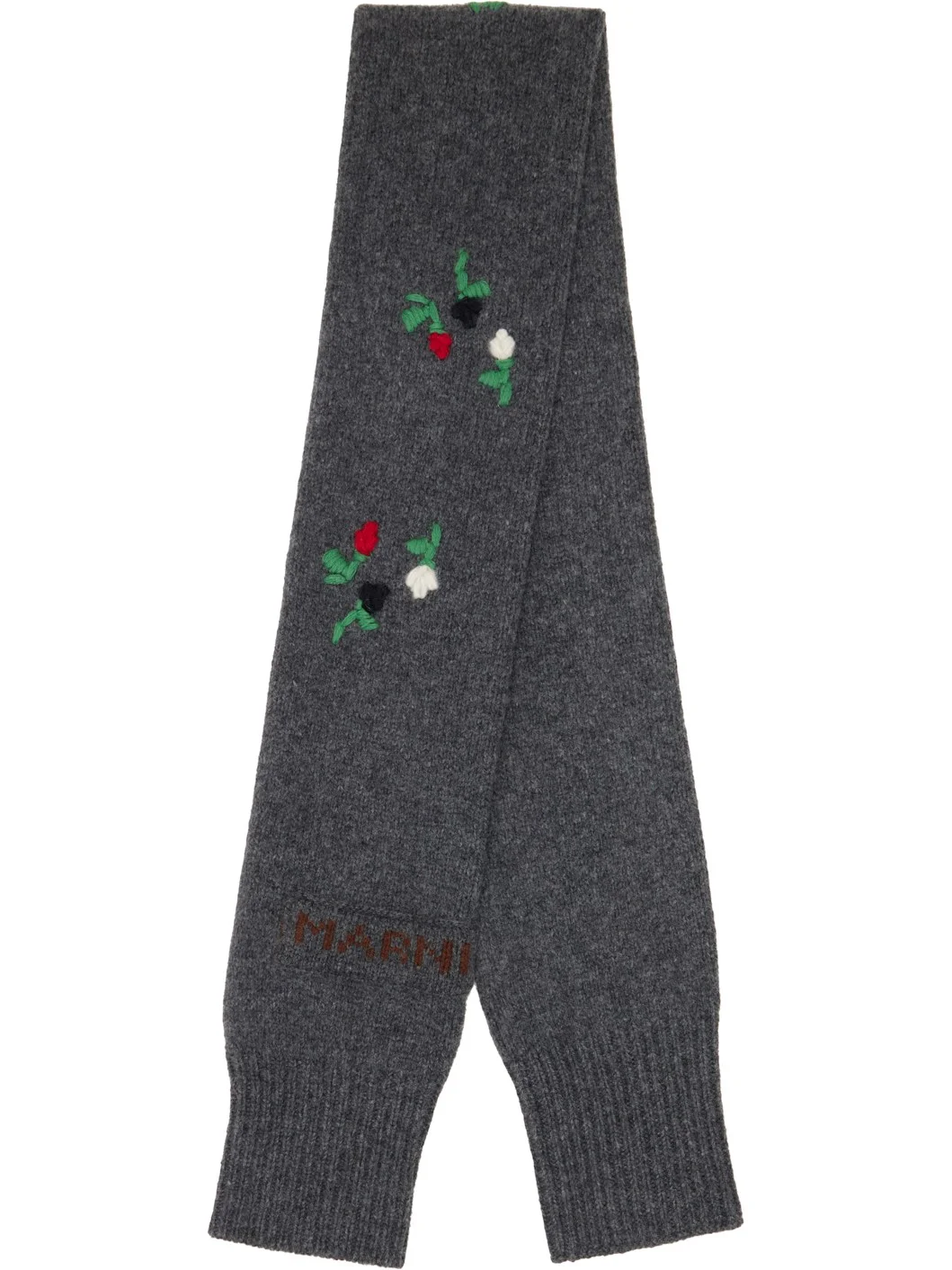 Gray Flowers Scarf - 1