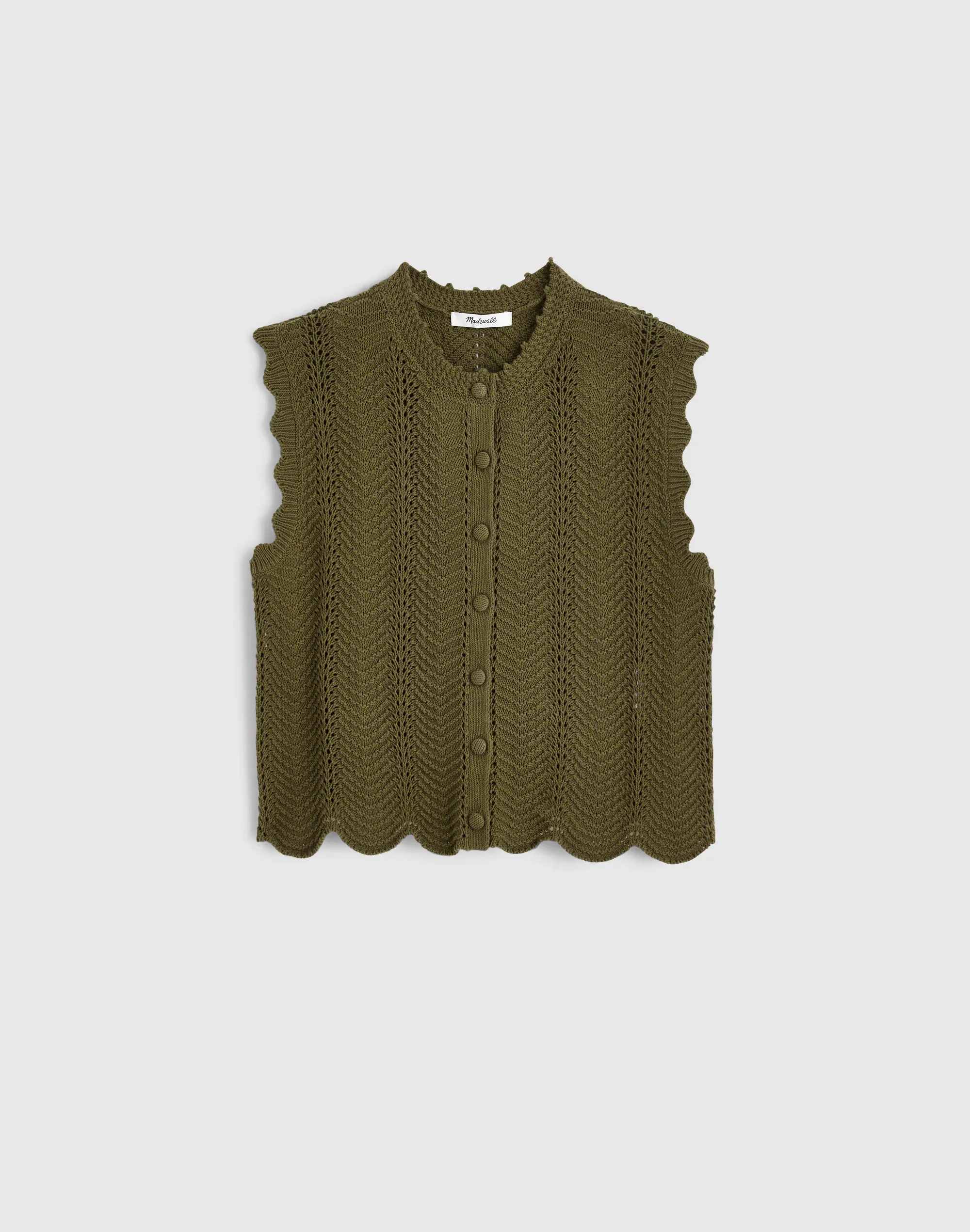Wavy-Knit Button-Front Shell Top - 1