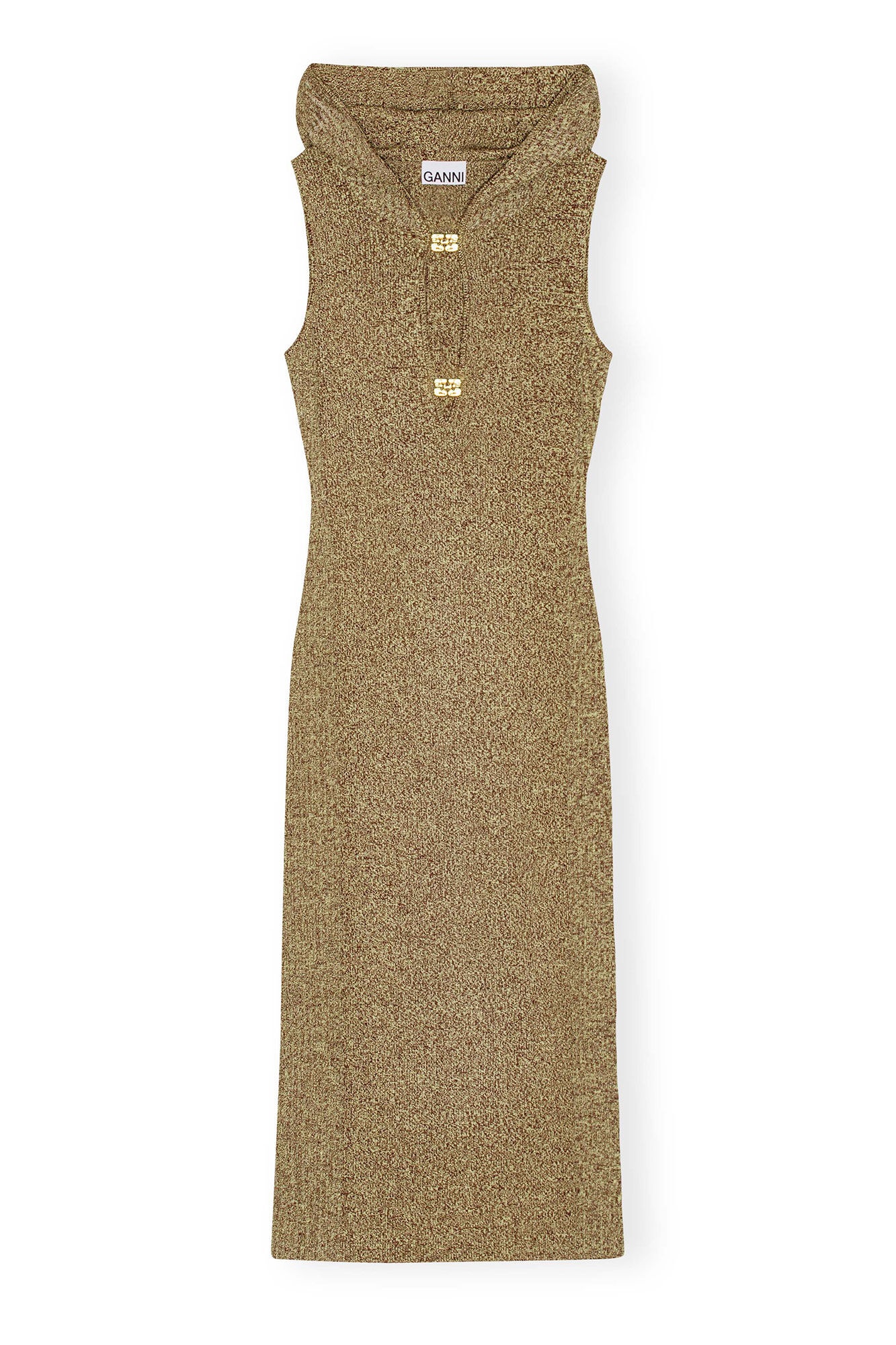 GANNI X PALOMA ELSESSER MELANGE RIB SLEEVELESS DRESS - 1