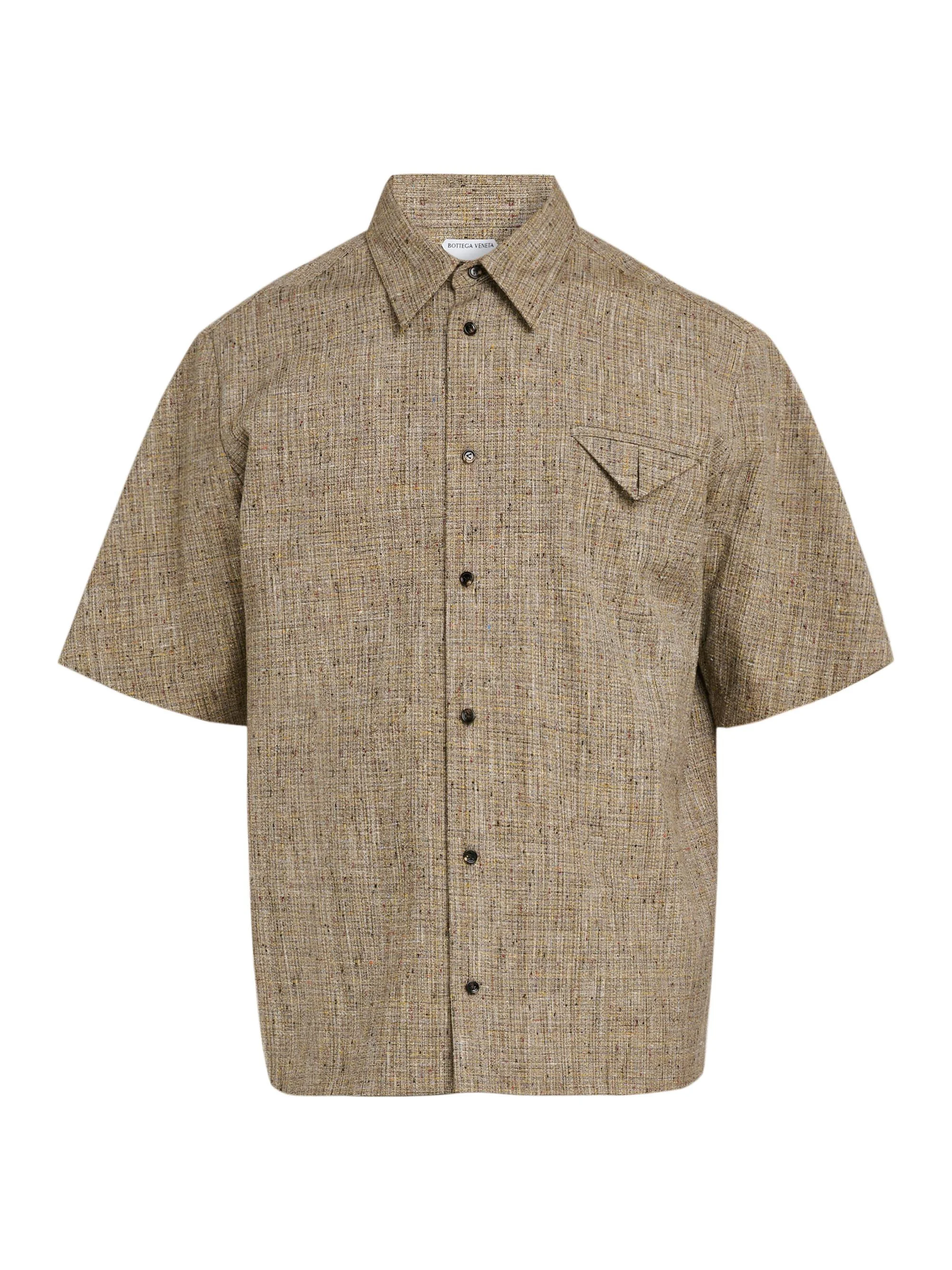 Men's Tweed Button-Front Shirt - Sahara Melange Multi - 1