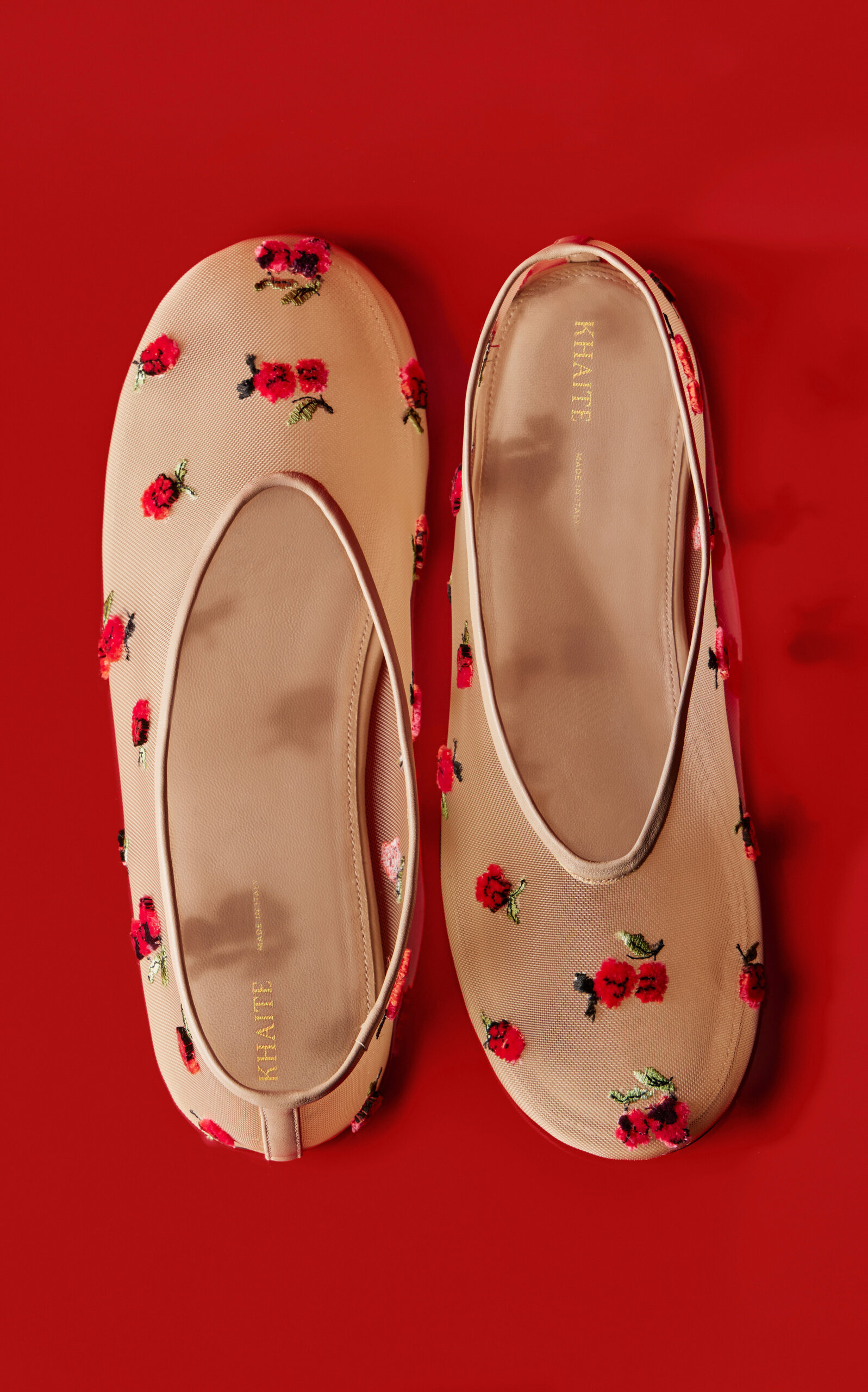 Marcy Raspberry-Embroidered Mesh Flats red - 2