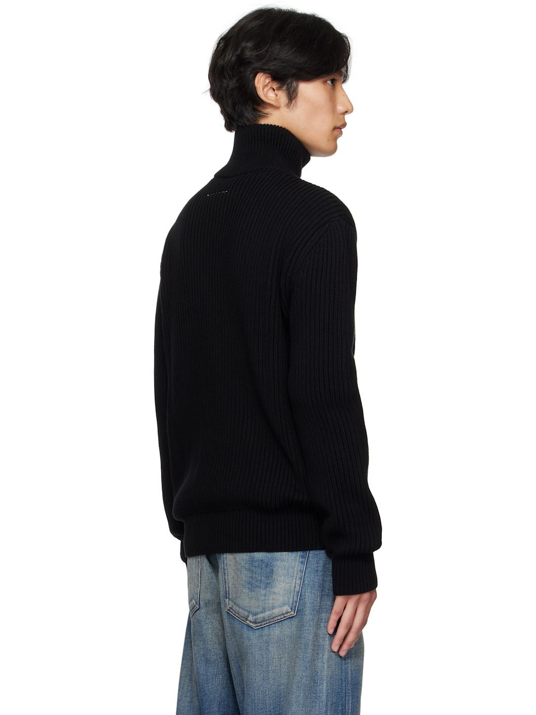Black Ribbed Knit Sports Jacket - 3