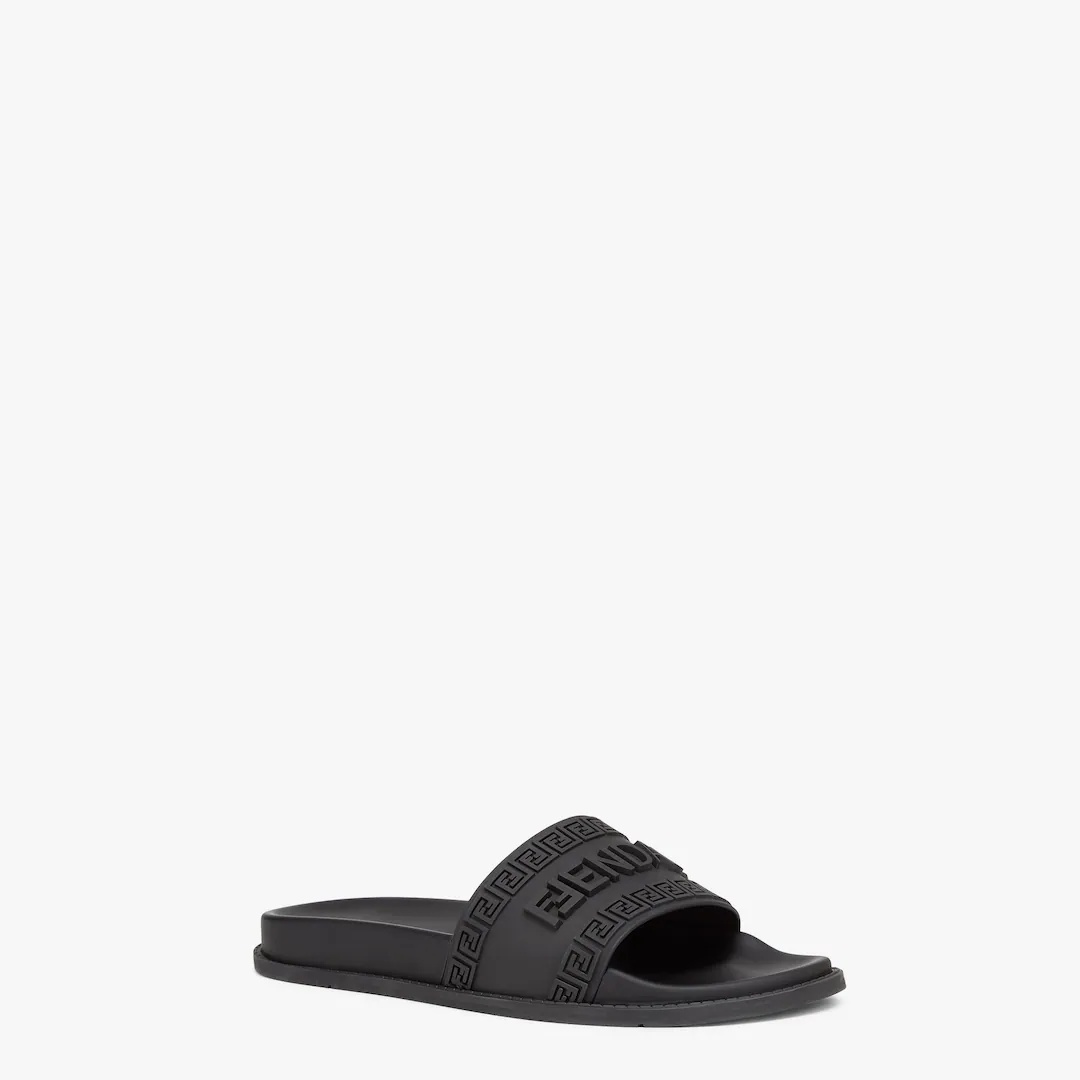 Fendace Black rubber  Logo sandals - 2