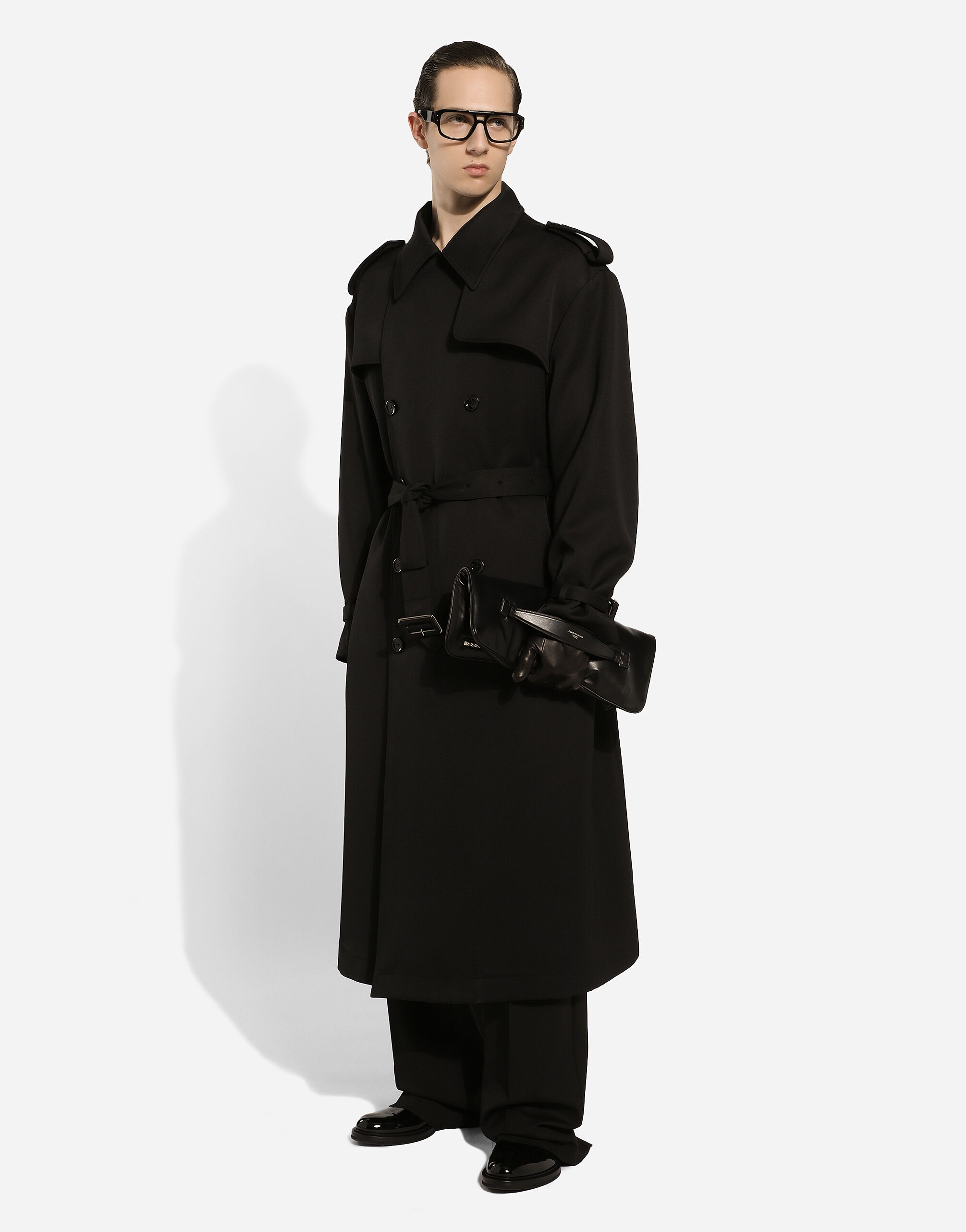 Double-breasted wool trench coat - 5