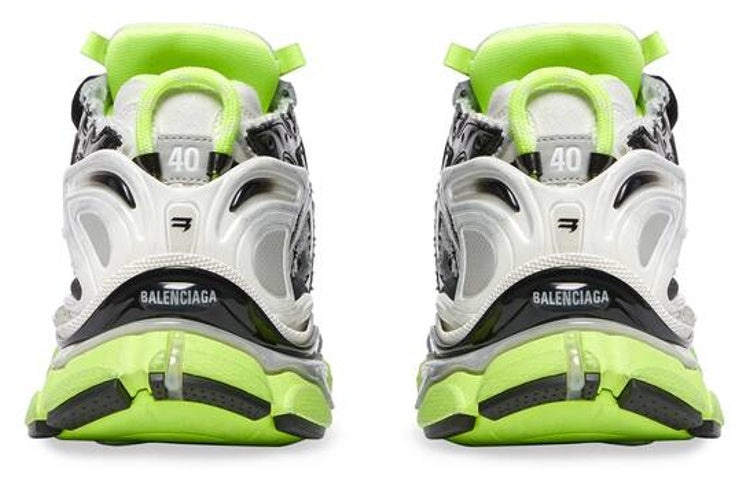 Balenciaga Runner Sneakers 'White Black and Neon Yellow Mesh and Nylon' 677403W3RBP1093 - 6