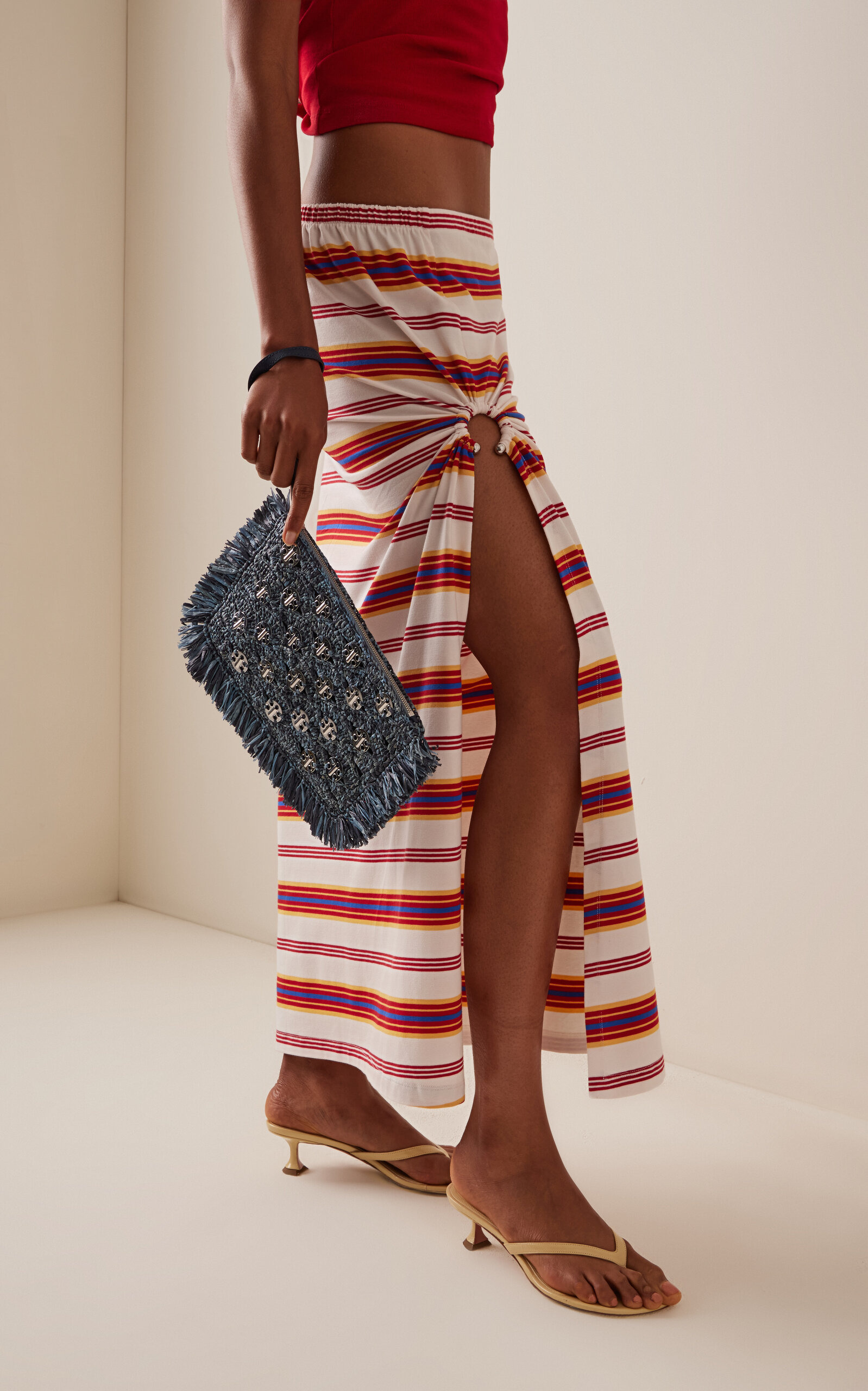 1969 Fringed Raffia Pochette blue - 2