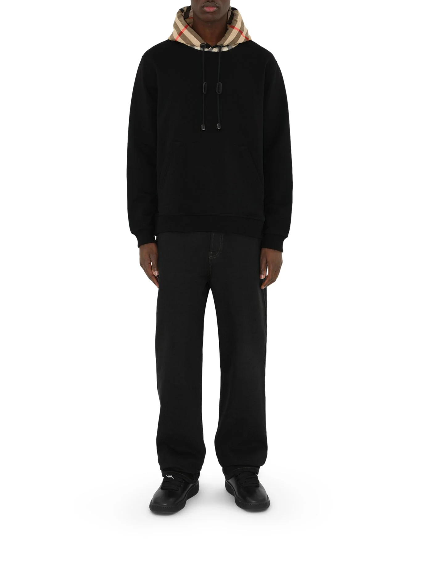 COTTON HOODIE WITH TARTAN MOTIF - 1