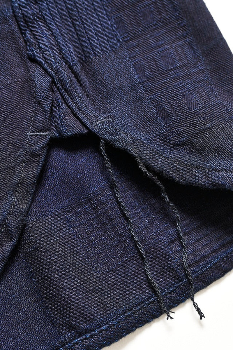 2239-ID Woven Jacquard BORO Patchwork Shirt - Double Indigo 7