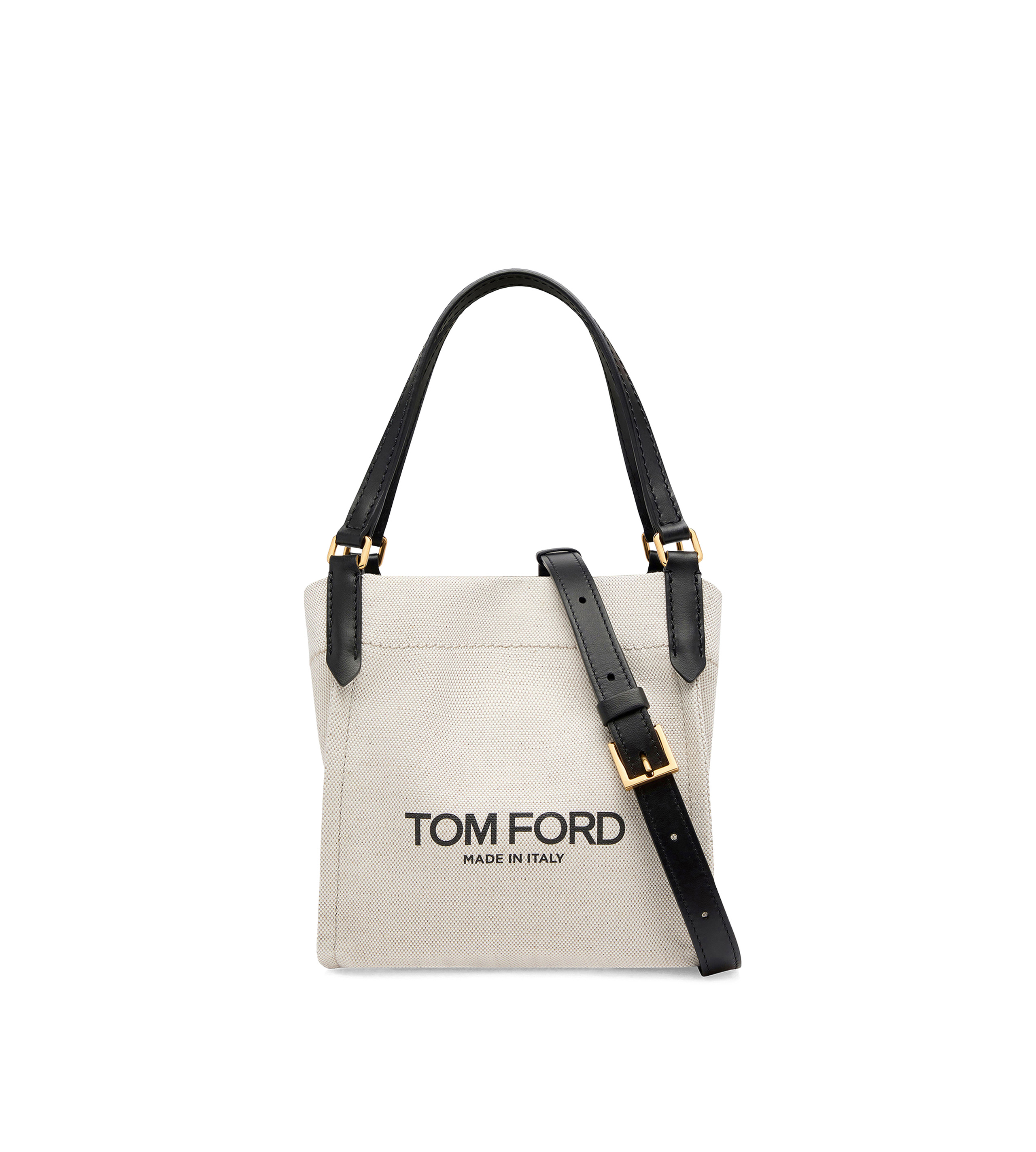 COTTON CANVAS AND SMOOTH LEATHER AMALFI SMALL TOTE - 6