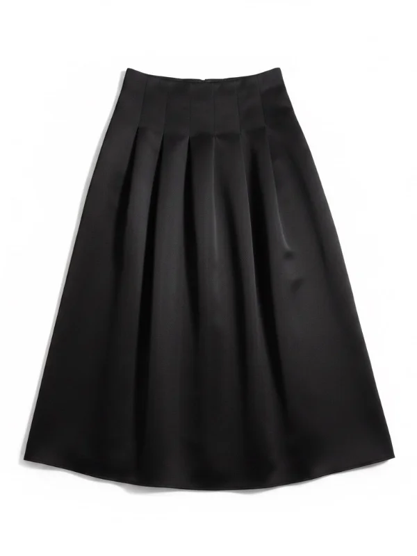 Delara Satin Skirt in Noir - 1