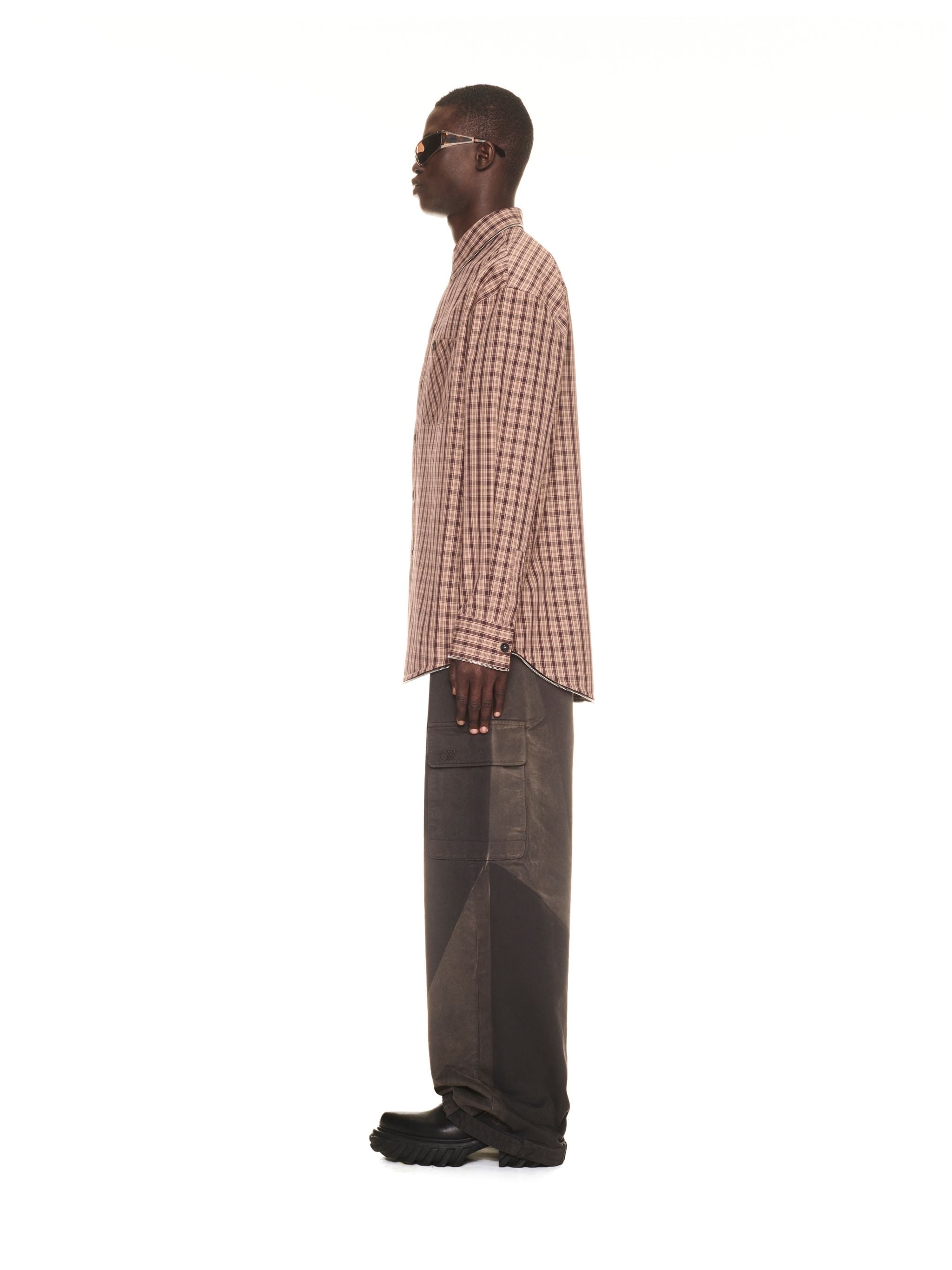 Ow Emb Checkcott Zip Shirt - 3