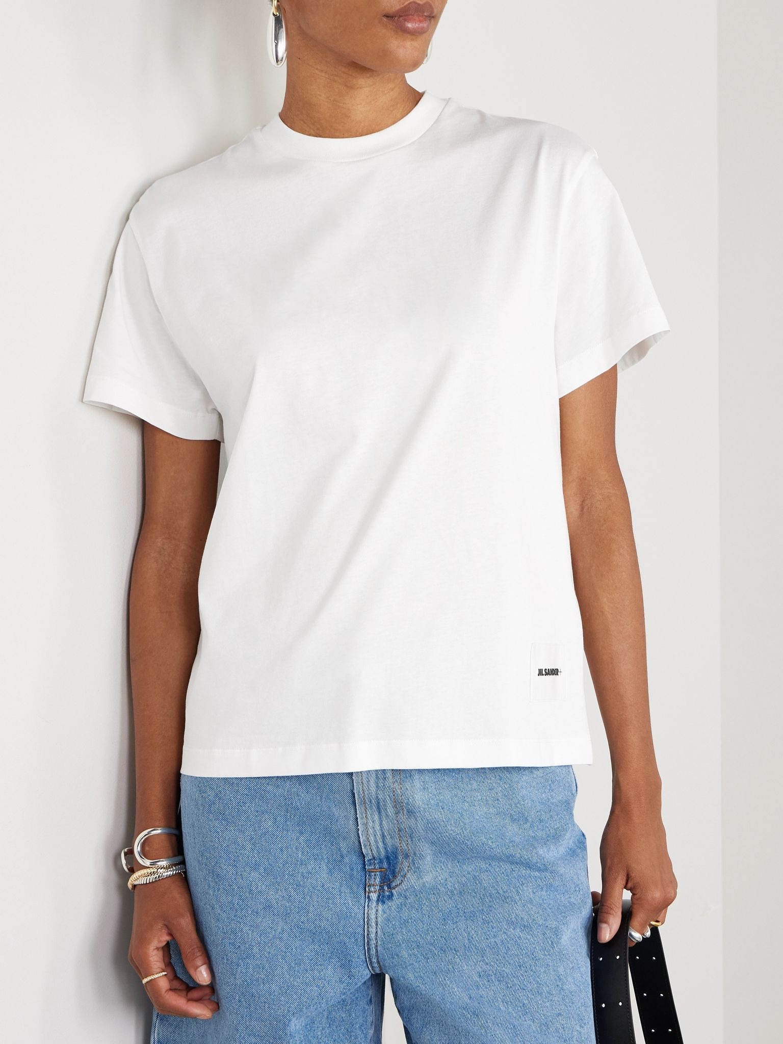 Three-pack appliquéd cotton-jersey T-shirts Off-white - 3