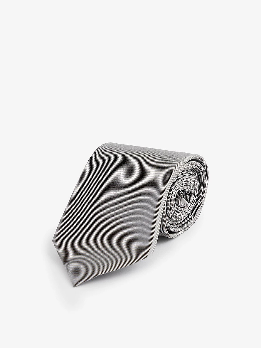 Wide-blade textured silk tie - 1
