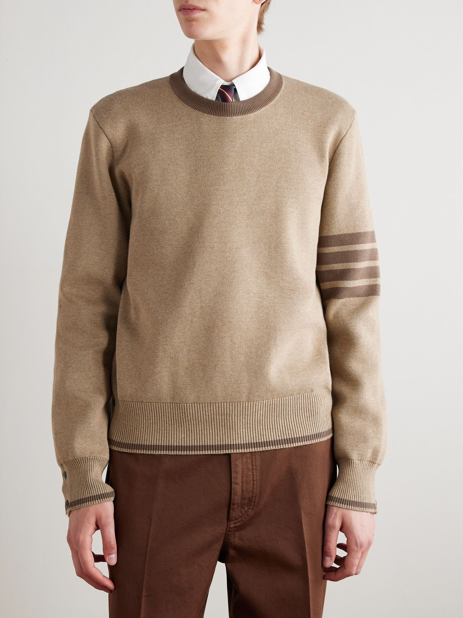 Milano Striped Cotton Sweater Brown - 3
