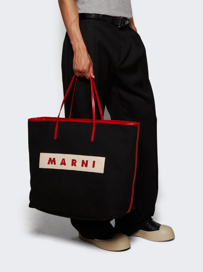 Marni Shopping Tote Black And Burgundy outlook