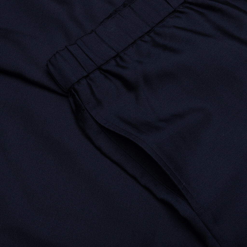 SILK FLORAL JACQUARD PANTS - NAVY - 3