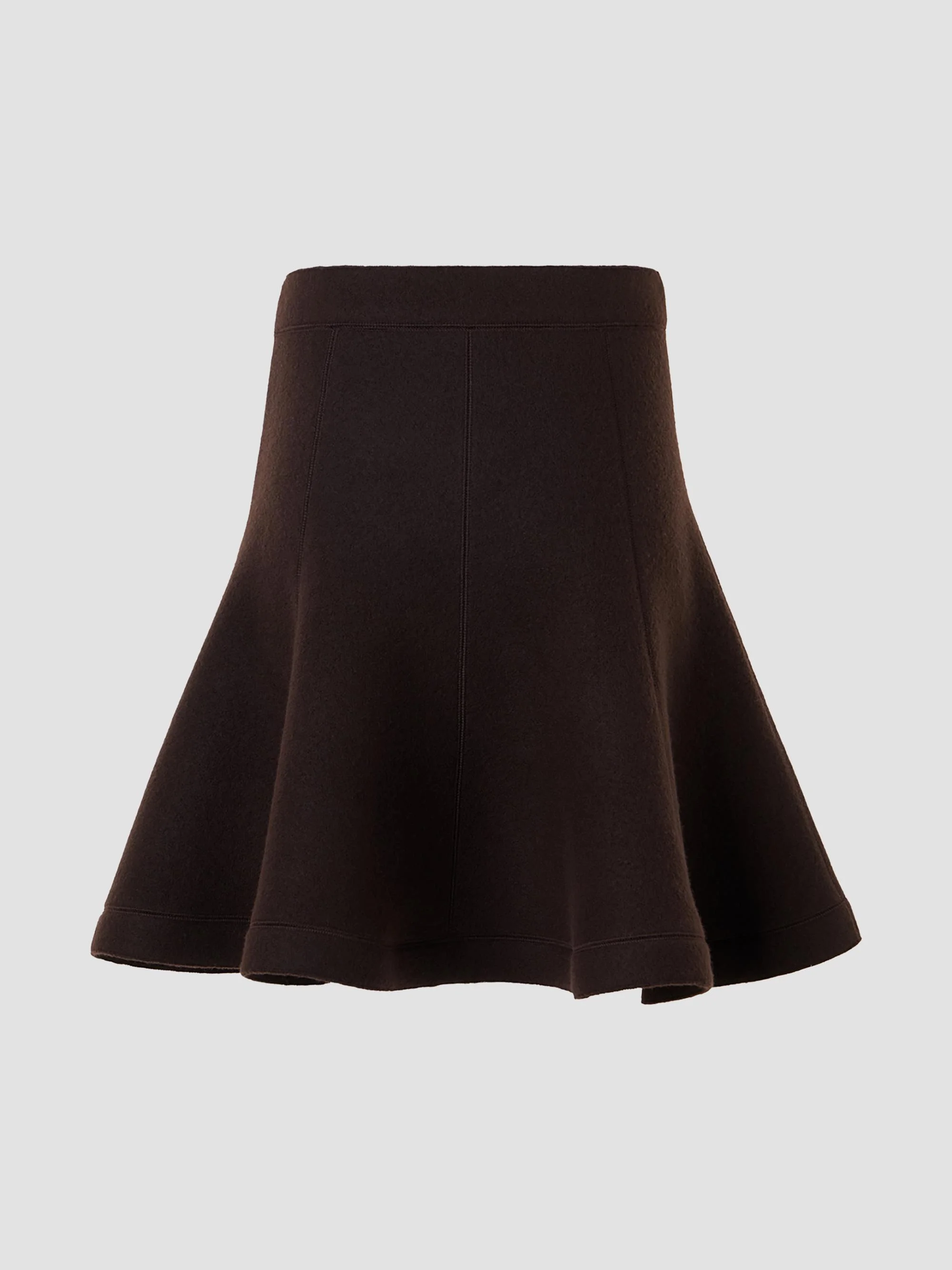 Women's Boiled Wool Panel Mini Skirt - Espresso - 1