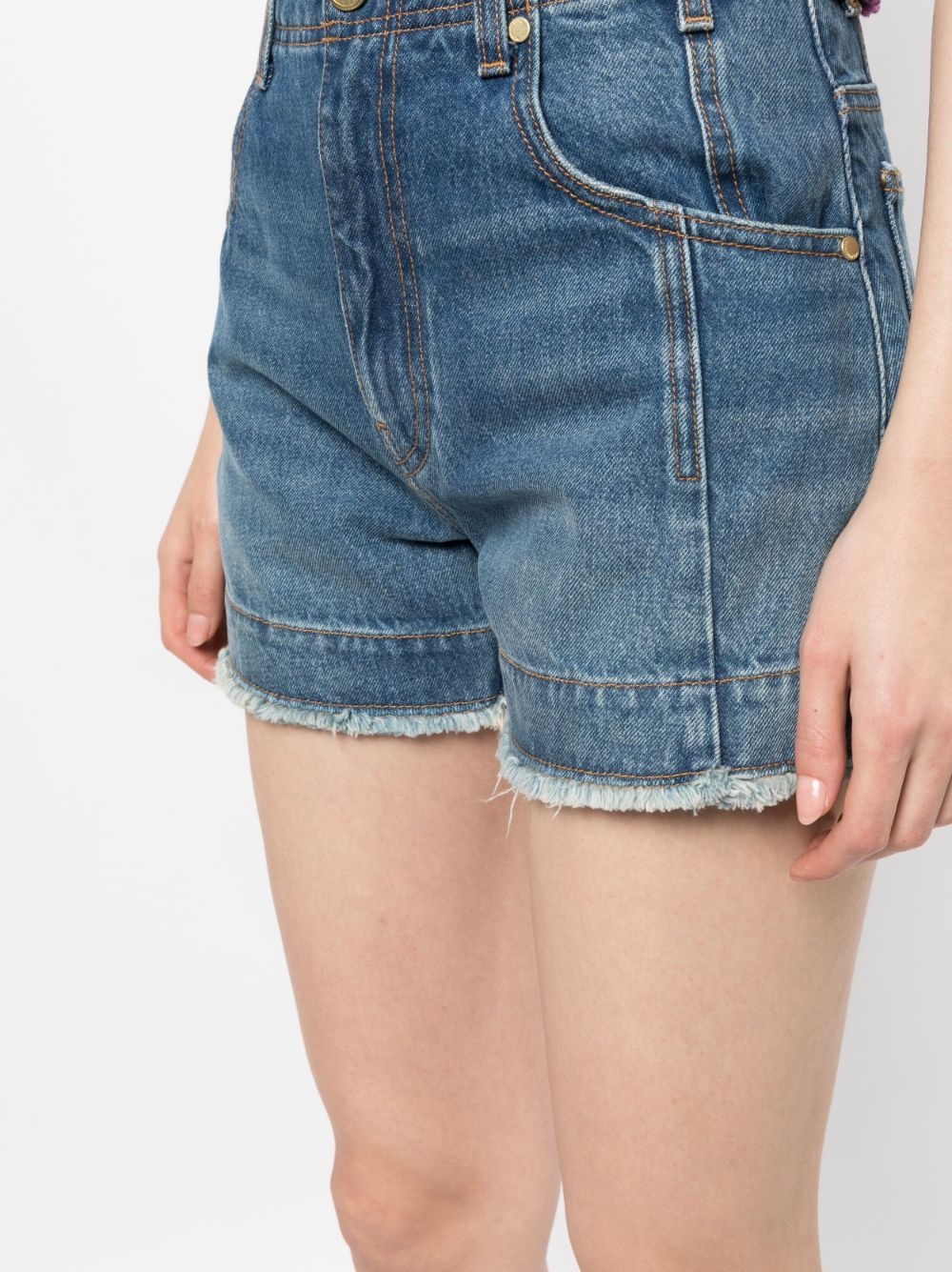 high-waisted washed-denim shorts - 5