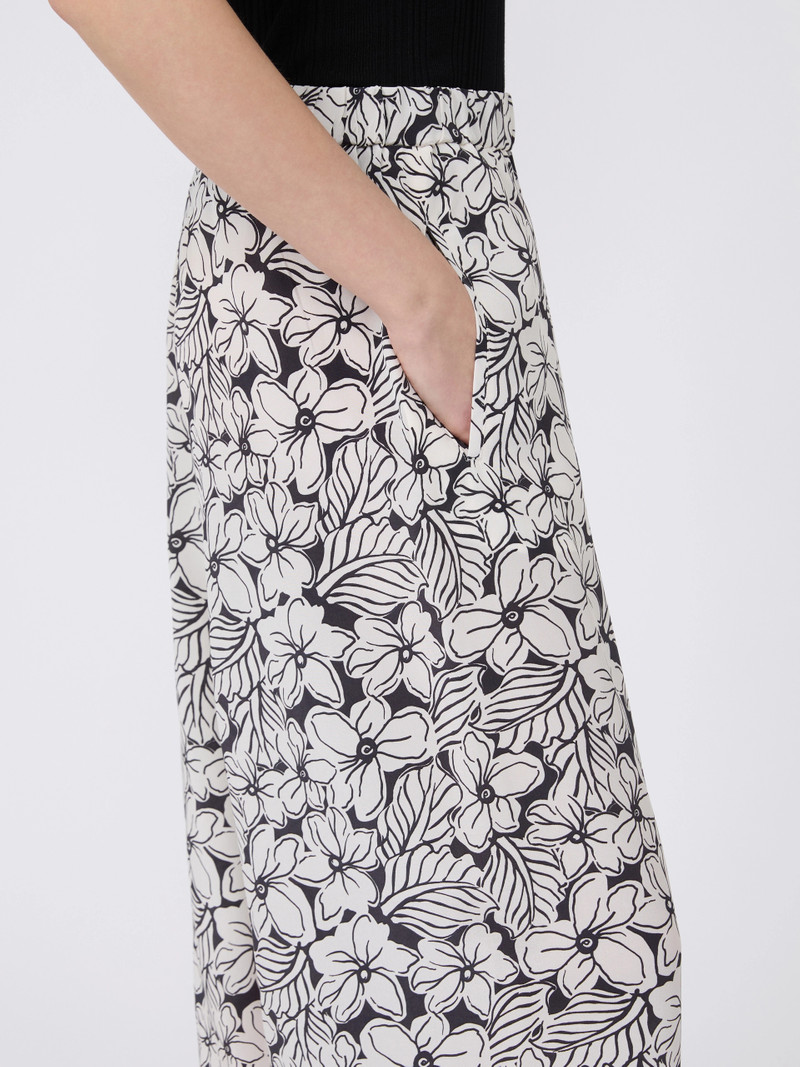 NIRVANA Printed crêpe de Chine trousers - BLACK 5