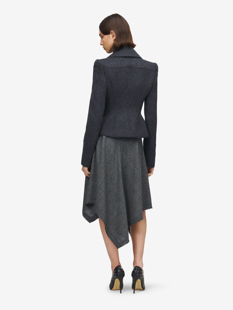 Flecked Glen Check Asymmetric Skirt 4