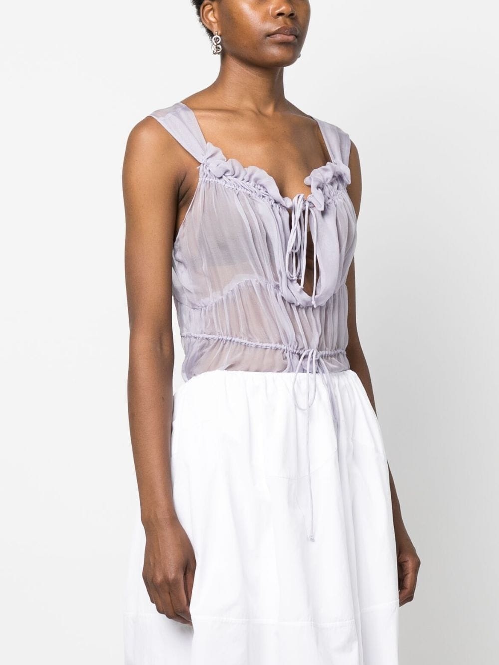 drawstring silk-chiffon playsuit - 3