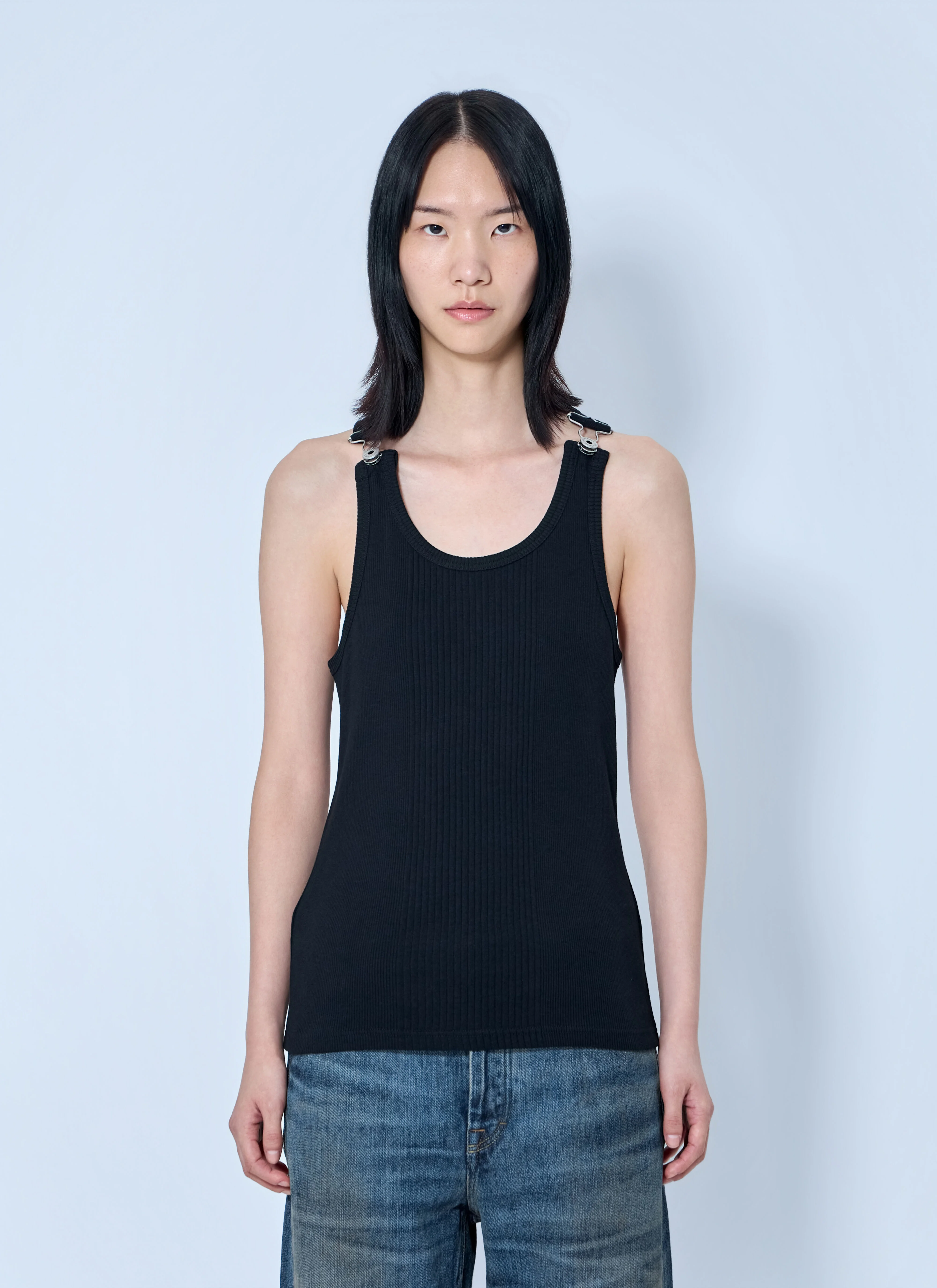 Ribbed Tank Top with Metal Hardware - 1