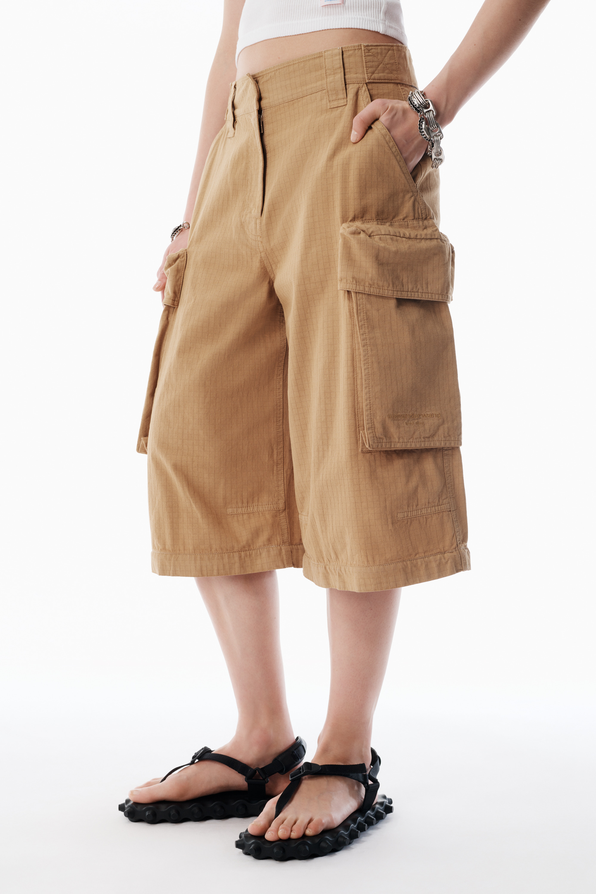 Beige Oversized Cargo Pants - 3