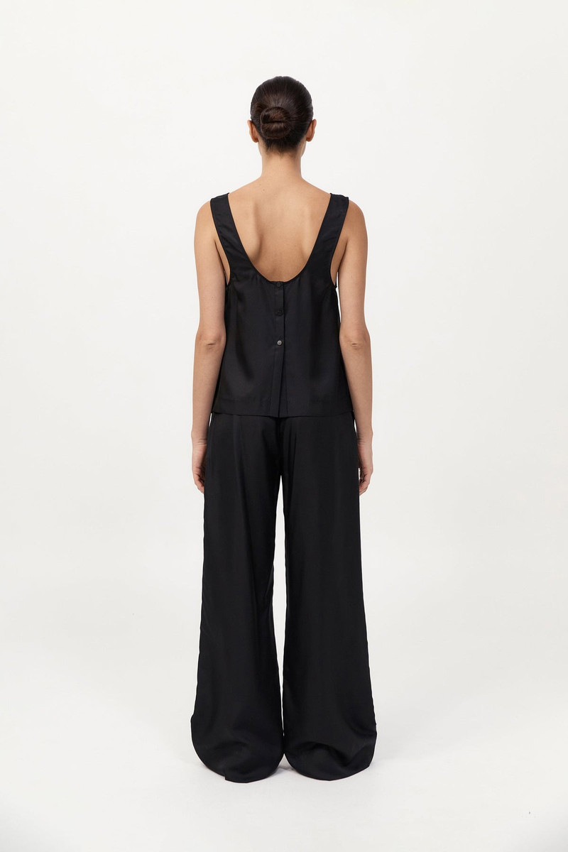 Silk Twill Pants - Black 4