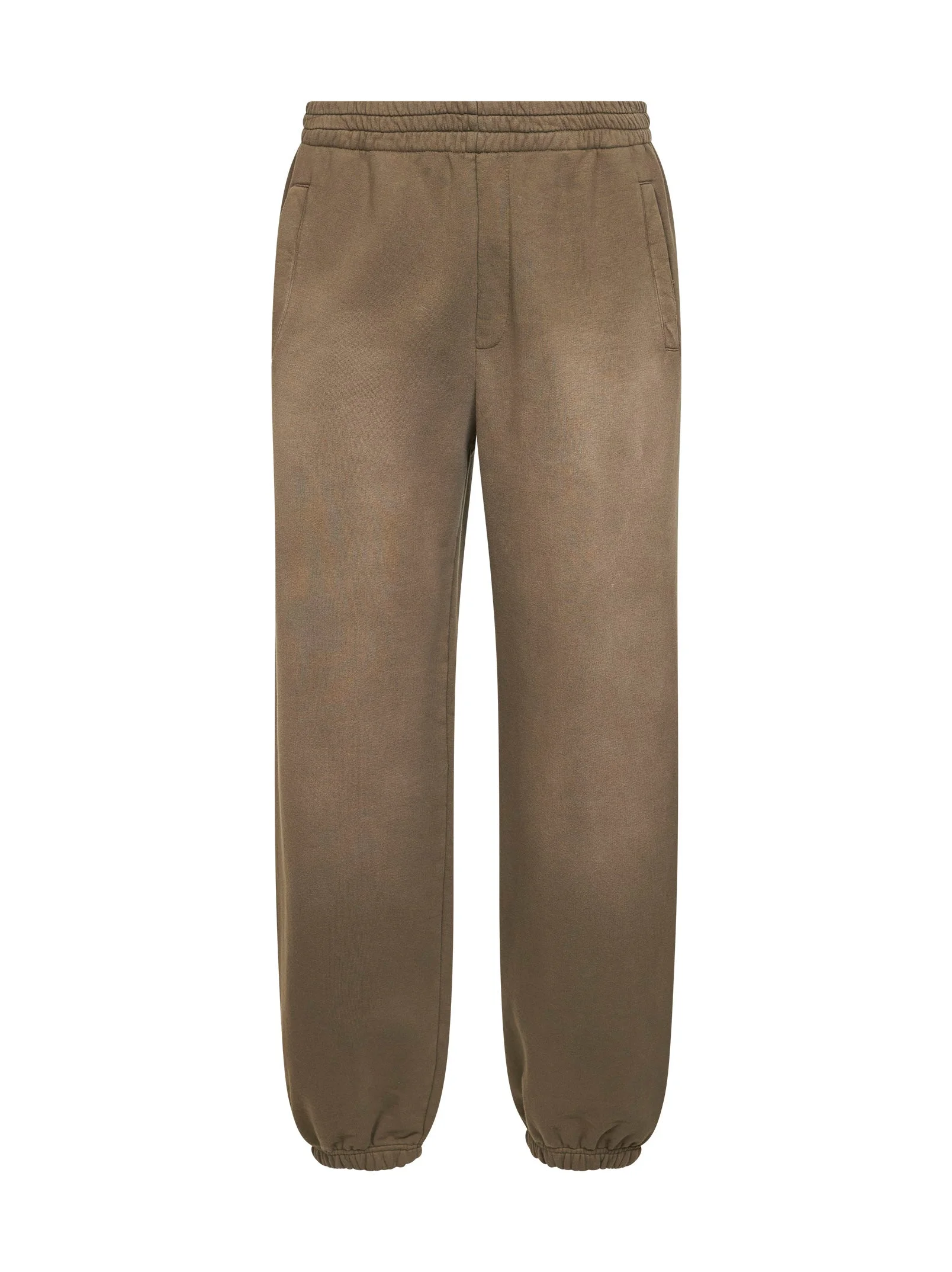 Beige bleached-effect cotton jogging trousers - 1