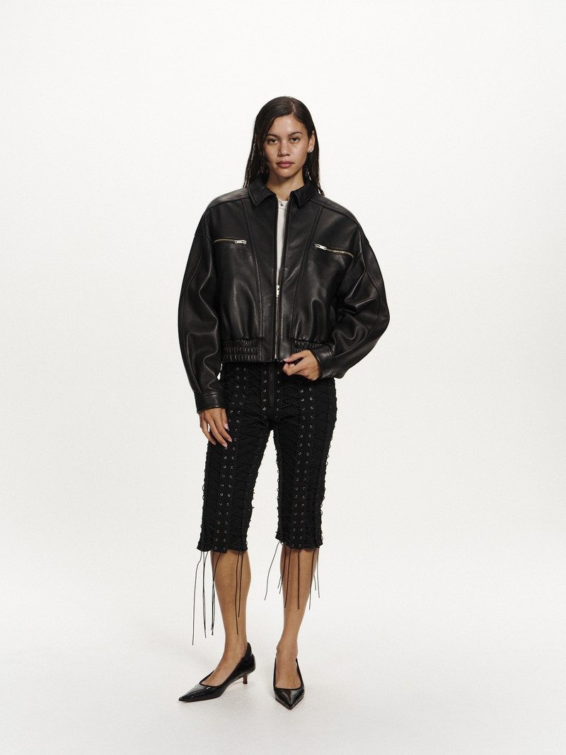 WOMENS LEATHER BOMBER JACKET 7