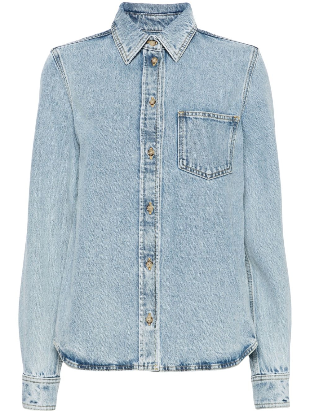 classic-collar denim shirt - 1